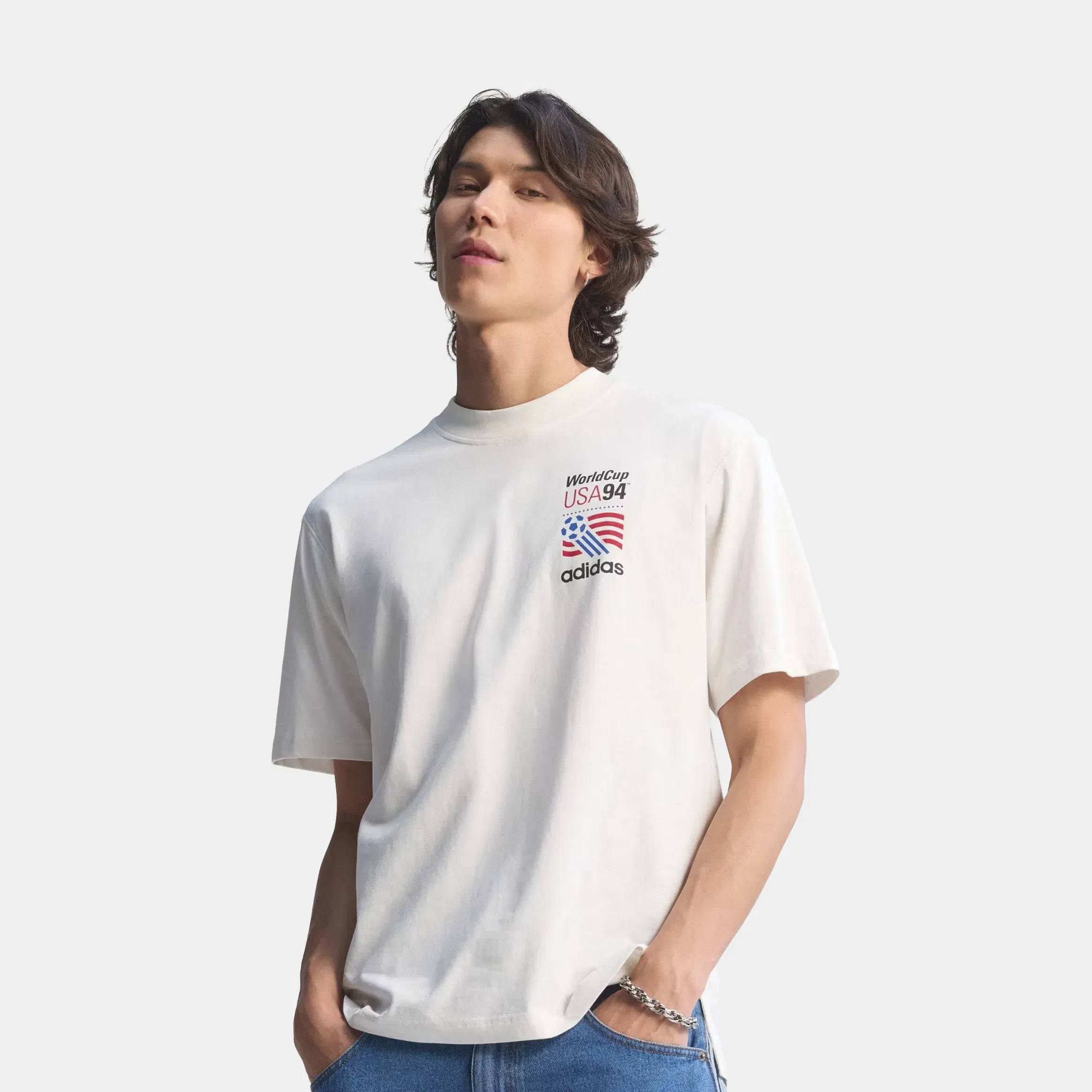 adidas USA 94 Graphic Mens Short Sleeve Shirt (Cloud White)