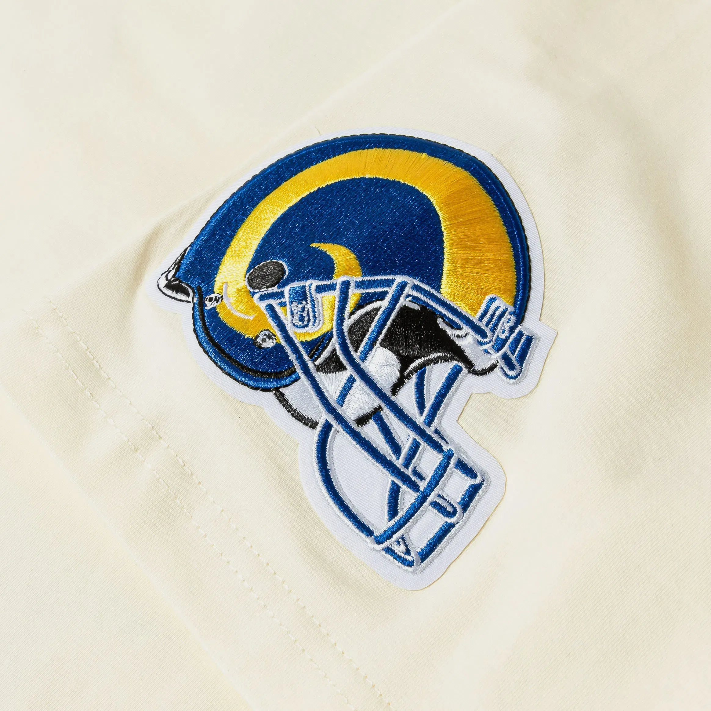 PRO STANDARD Los Angeles Rams Originals Ringer Mens Short Sleeve Shirt (Beige/Blue)