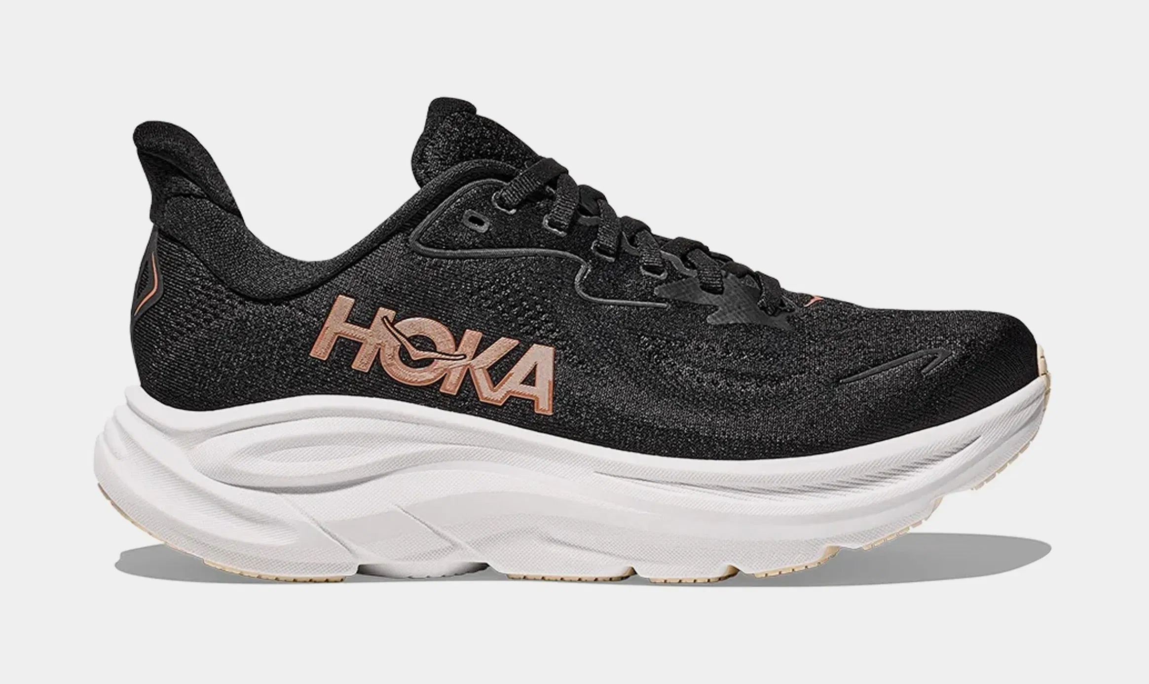 Hoka Clifton 10 Womens Running Shoes (Black/Rose Gold)