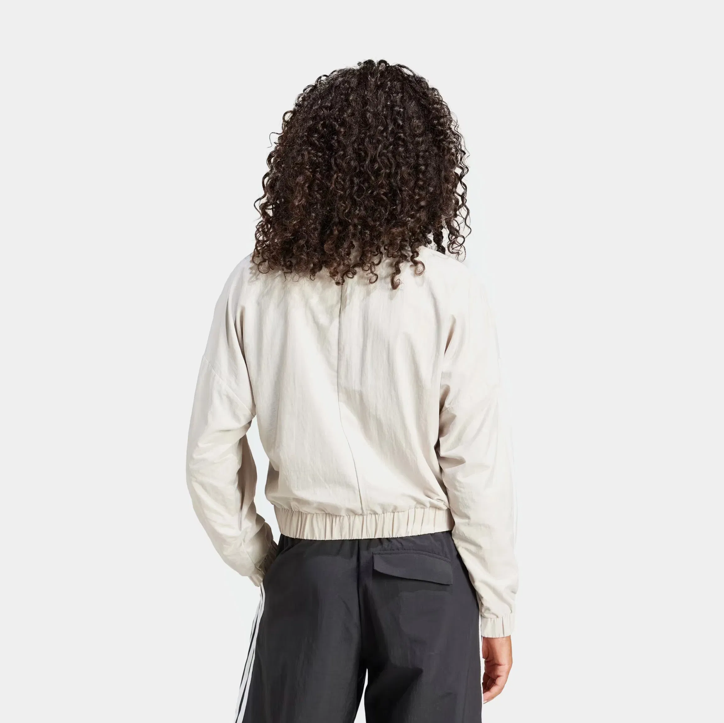 adidas 3 Stripes Woven Bomber Womens Jacket (Beige/White)
