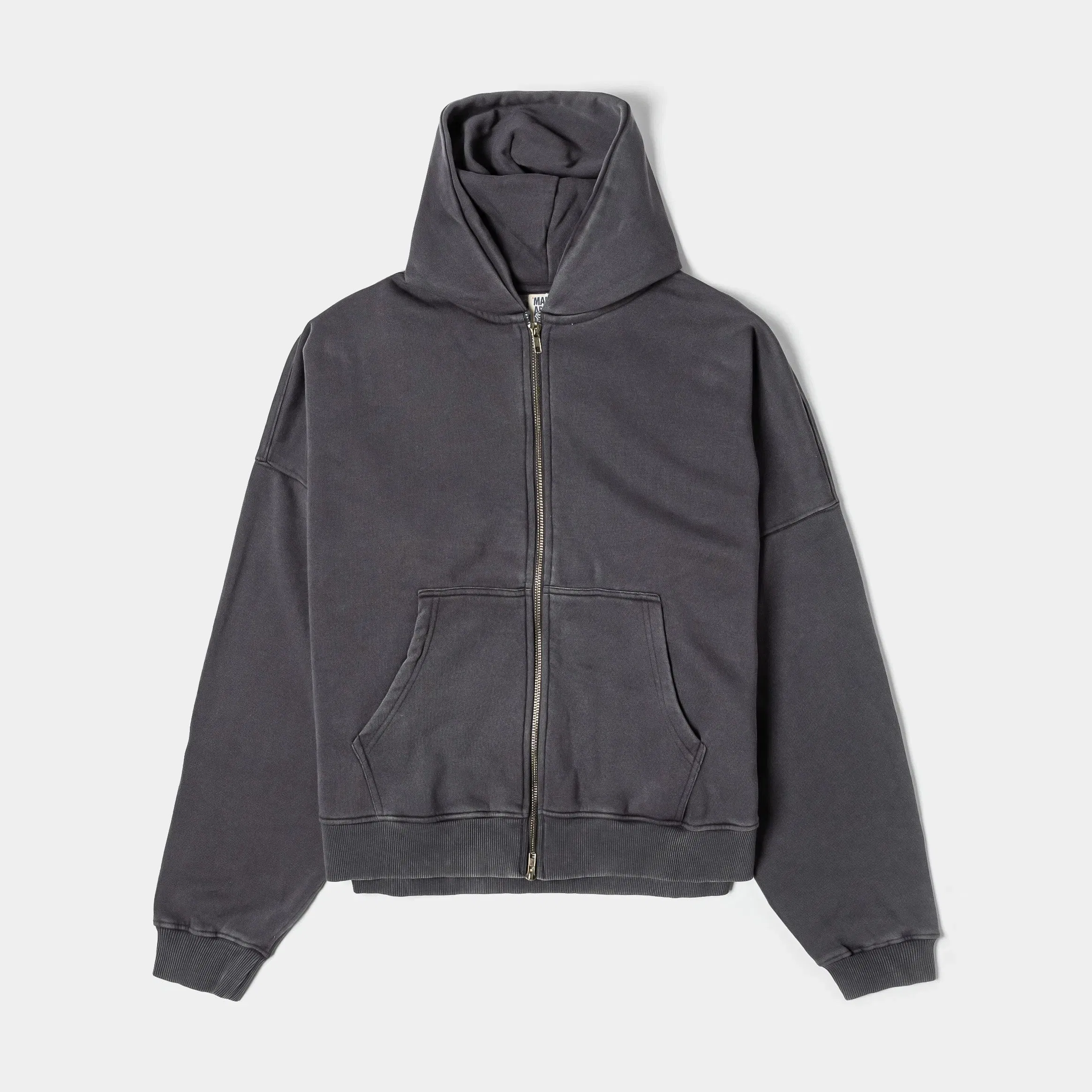 MAISON ARTICLE Washed Full Zip Mens Hoodie (Grey)
