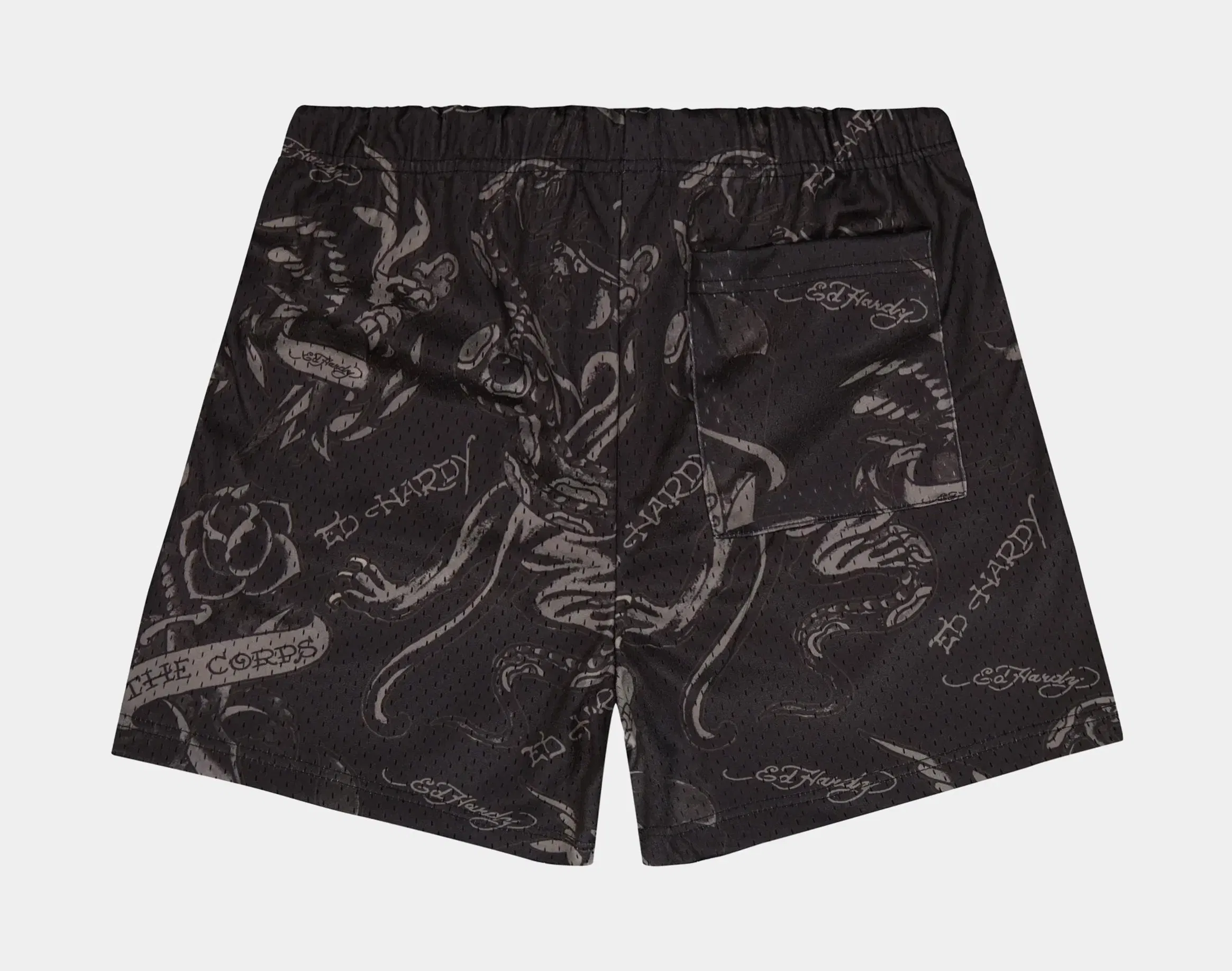 ED HARDY Panther Mesh Mens Shorts (Black/Gold)