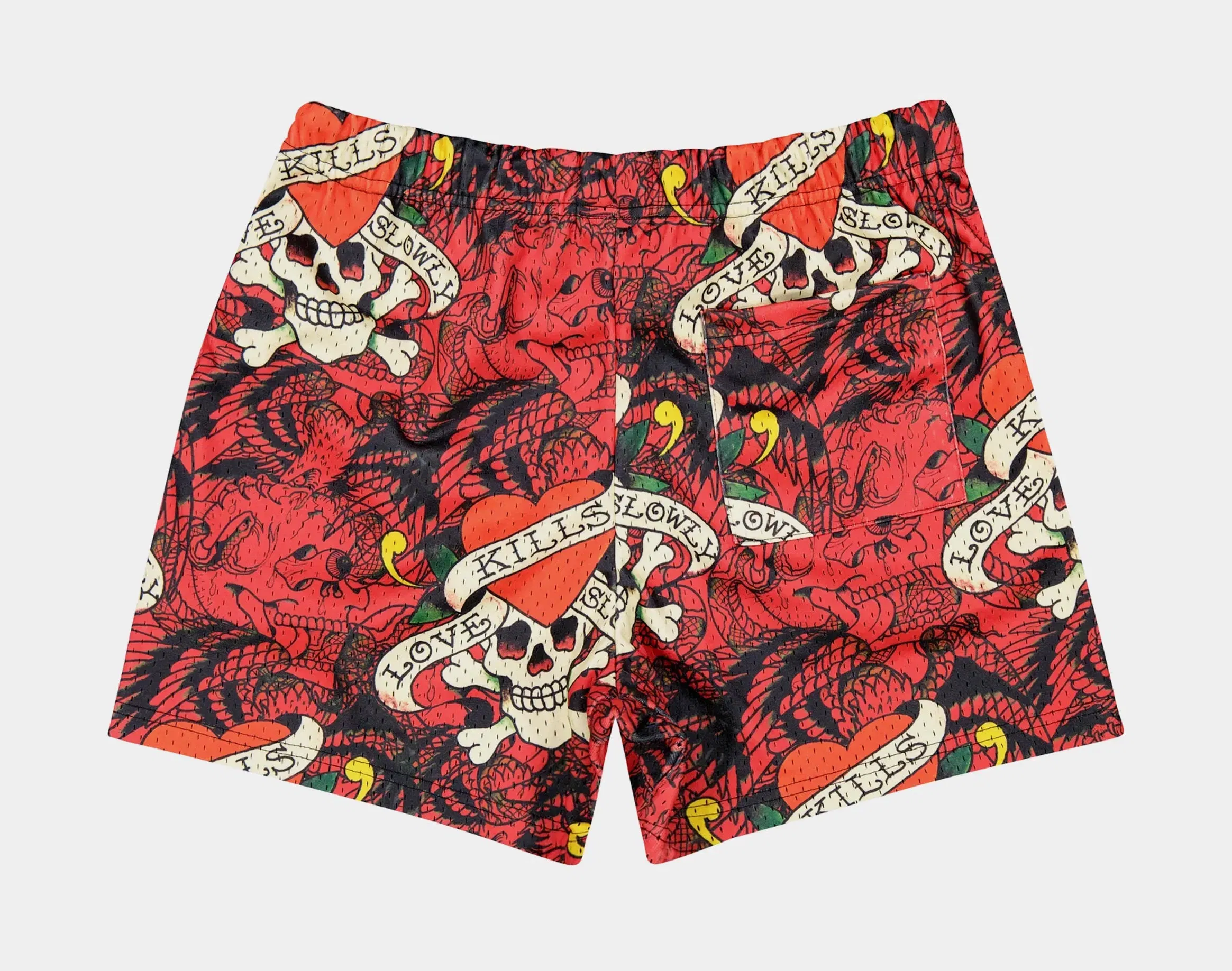 ED HARDY Skull Mesh Mens Shorts (Red/Black)