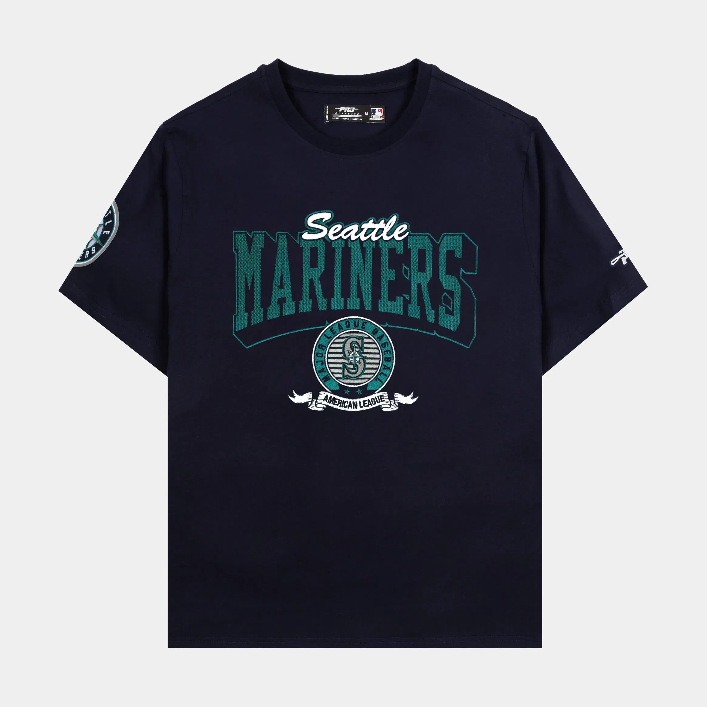 PRO STANDARD Seattle Mariners Team Badge Mens Short Sleeve Shirt (Black/Blue)