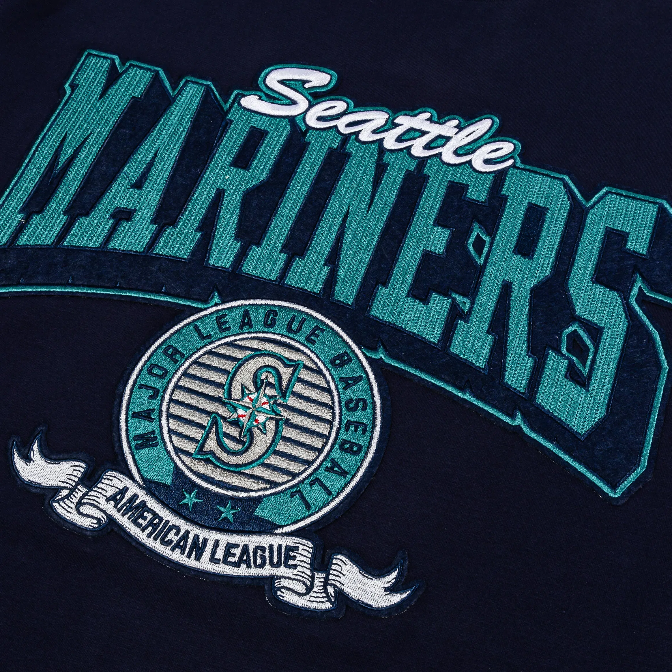 PRO STANDARD Seattle Mariners Team Badge Mens Short Sleeve Shirt (Black/Blue)