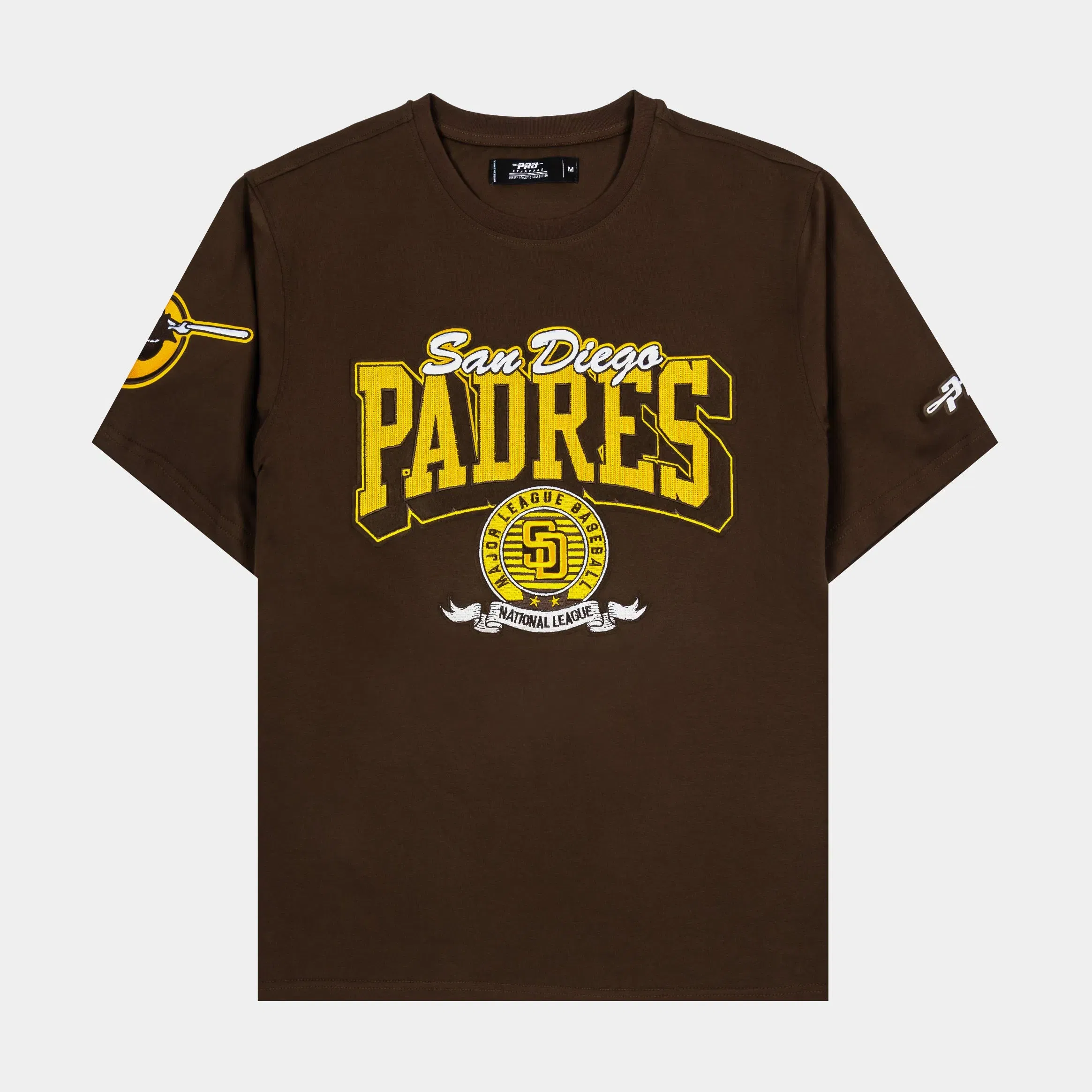 PRO STANDARD San Diego Padres Team Badge Mens Short Sleeve Shirt (Brown/Yellow)
