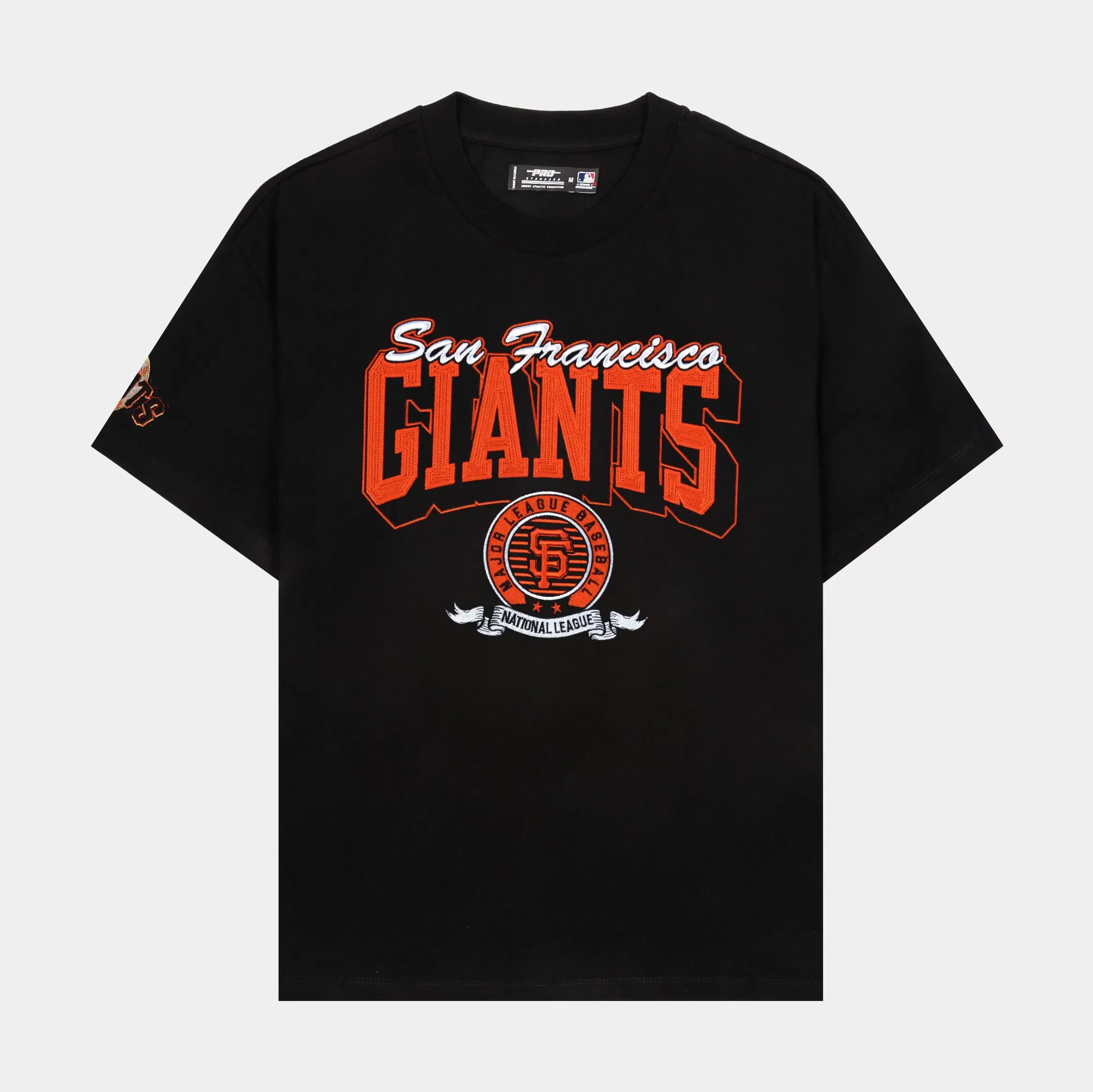 PRO STANDARD San Francisco Giants Team Badge Mens Short Sleeve Shirt (Black/Orange)