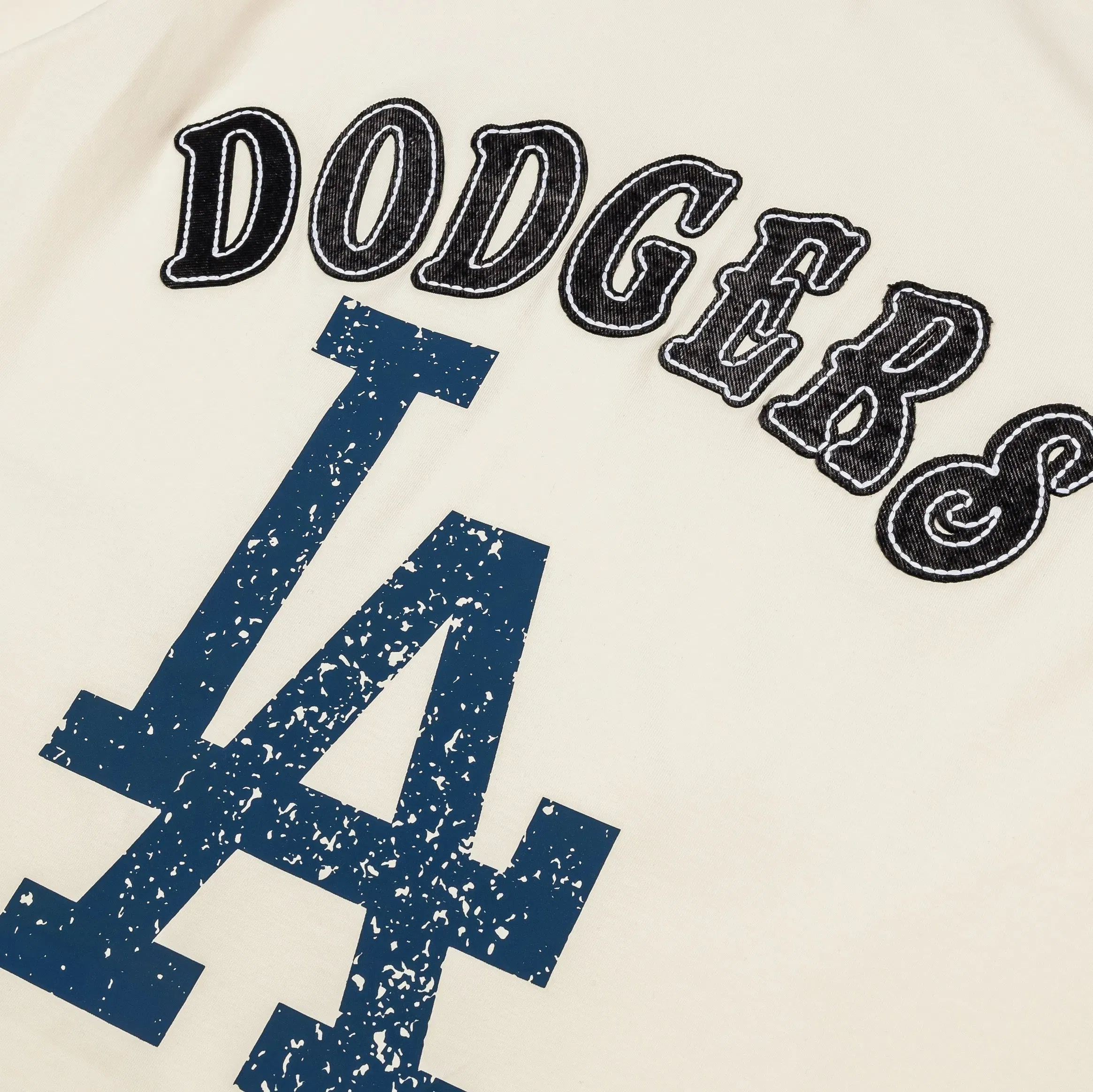 PRO STANDARD Los Angeles Dodgers Rebel Athletics Stacked Logo Mens Short Sleeve Shirt (Blue/Beige)