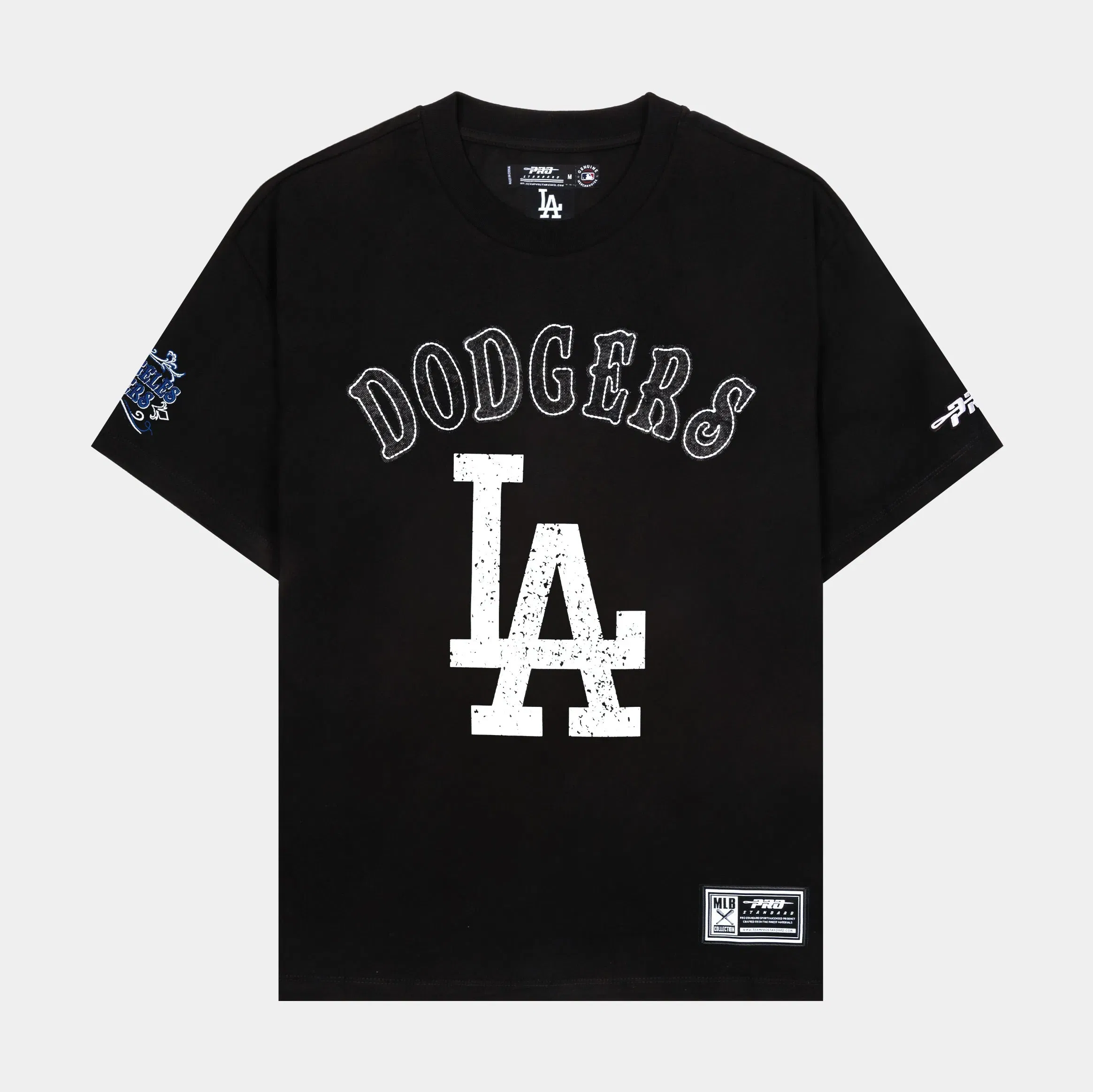 PRO STANDARD Los Angeles Dodgers Rebel Athletics Stacked Logo Mens Short Sleeve Shirt (Black/White)