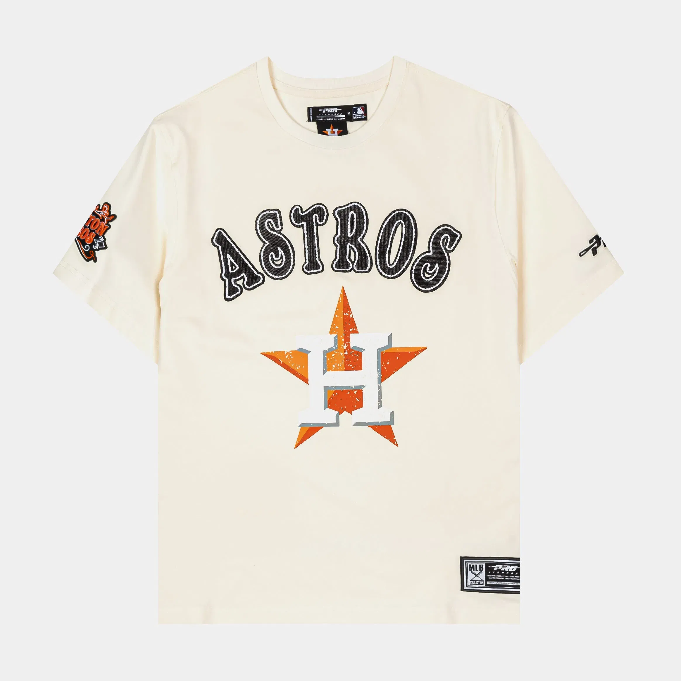 PRO STANDARD Houston Astros Rebel Athletics Stacked Logo Mens Short Sleeve Shirt (Black/Beige)