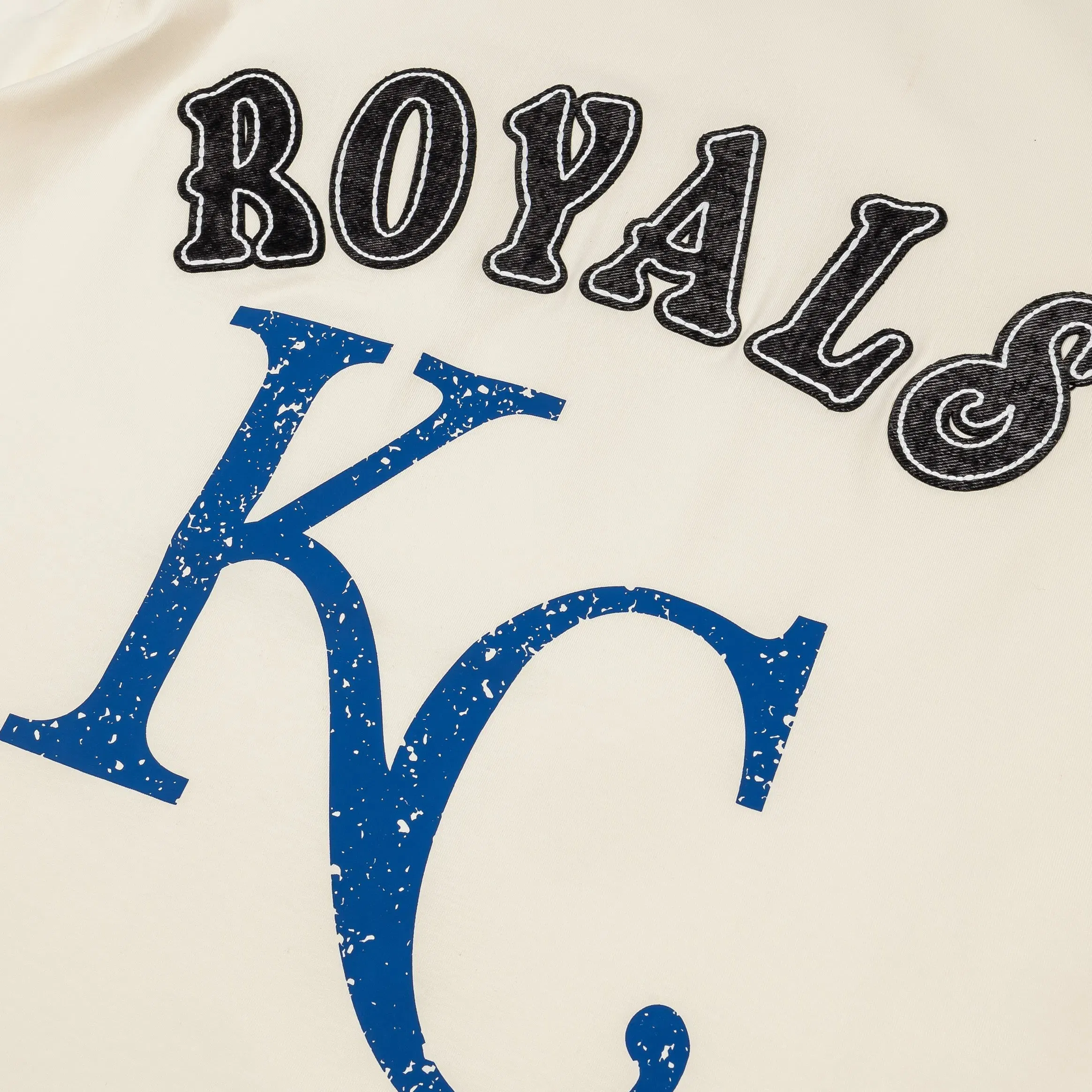 PRO STANDARD Kansas City Royal Rebel Athletics Stacked Logo Mens Short Sleeve Shirt (White/Blue)
