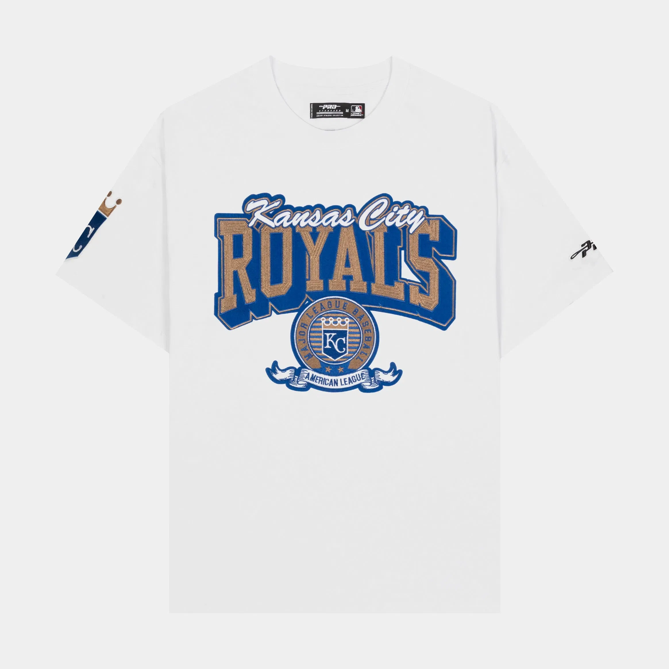 PRO STANDARD Kansas City Royals Team Badge Mens Short Sleeve Shirt (White/Blue)
