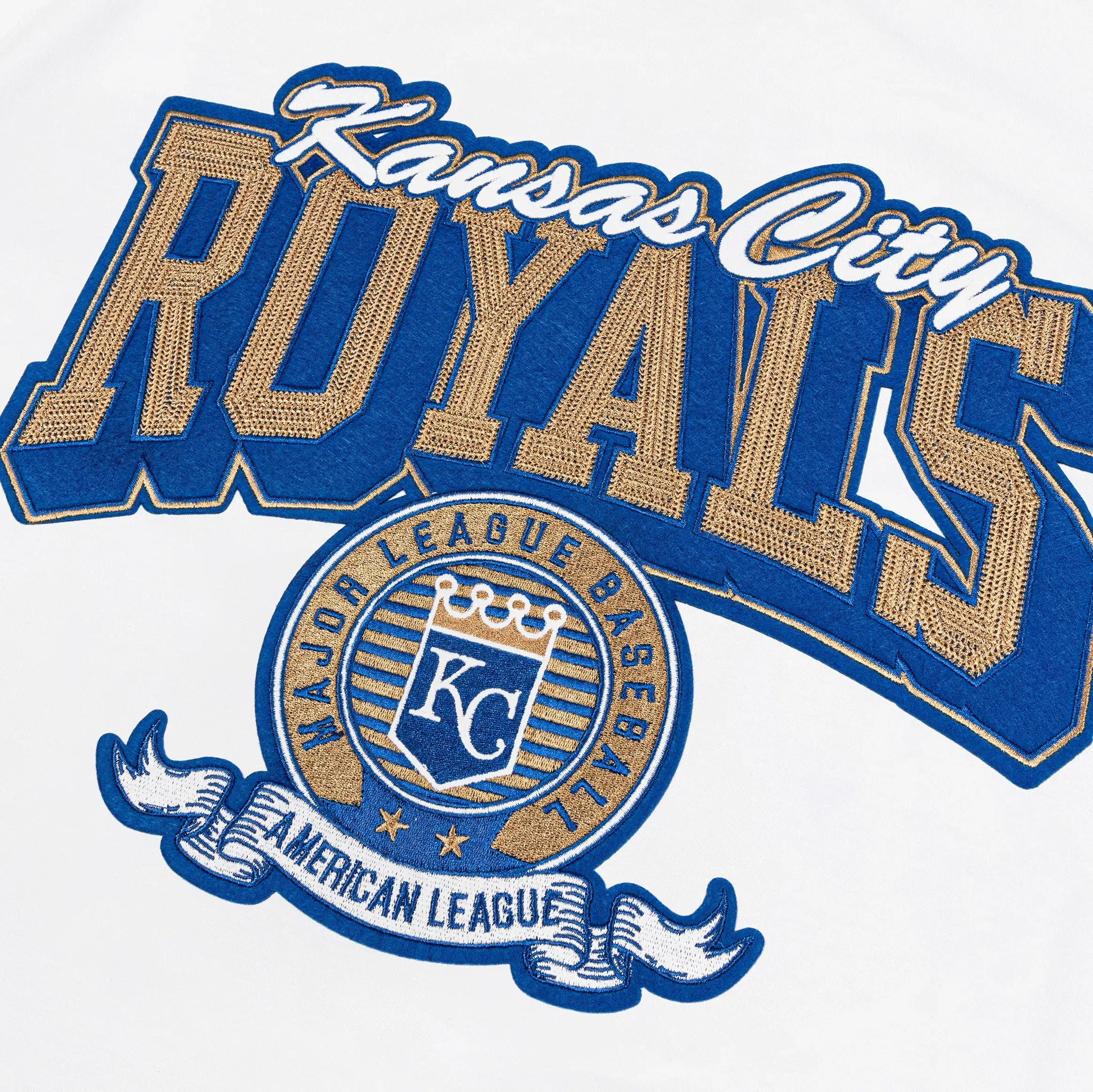PRO STANDARD Kansas City Royals Team Badge Mens Short Sleeve Shirt (White/Blue)