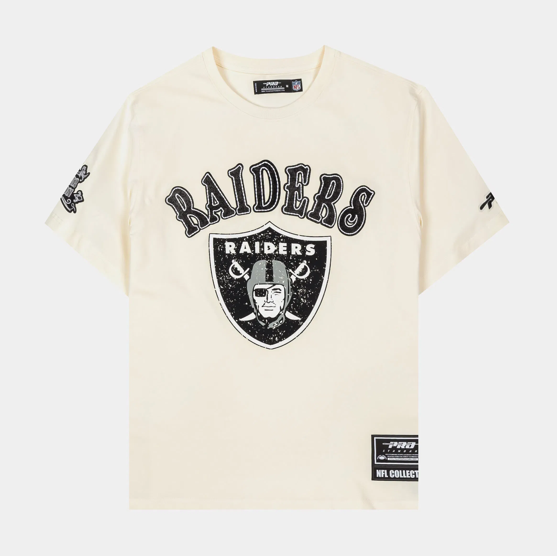 PRO STANDARD Las Vegas Raiders Stacked Logo Mens Short Sleeve Shirt (Black/Beige)