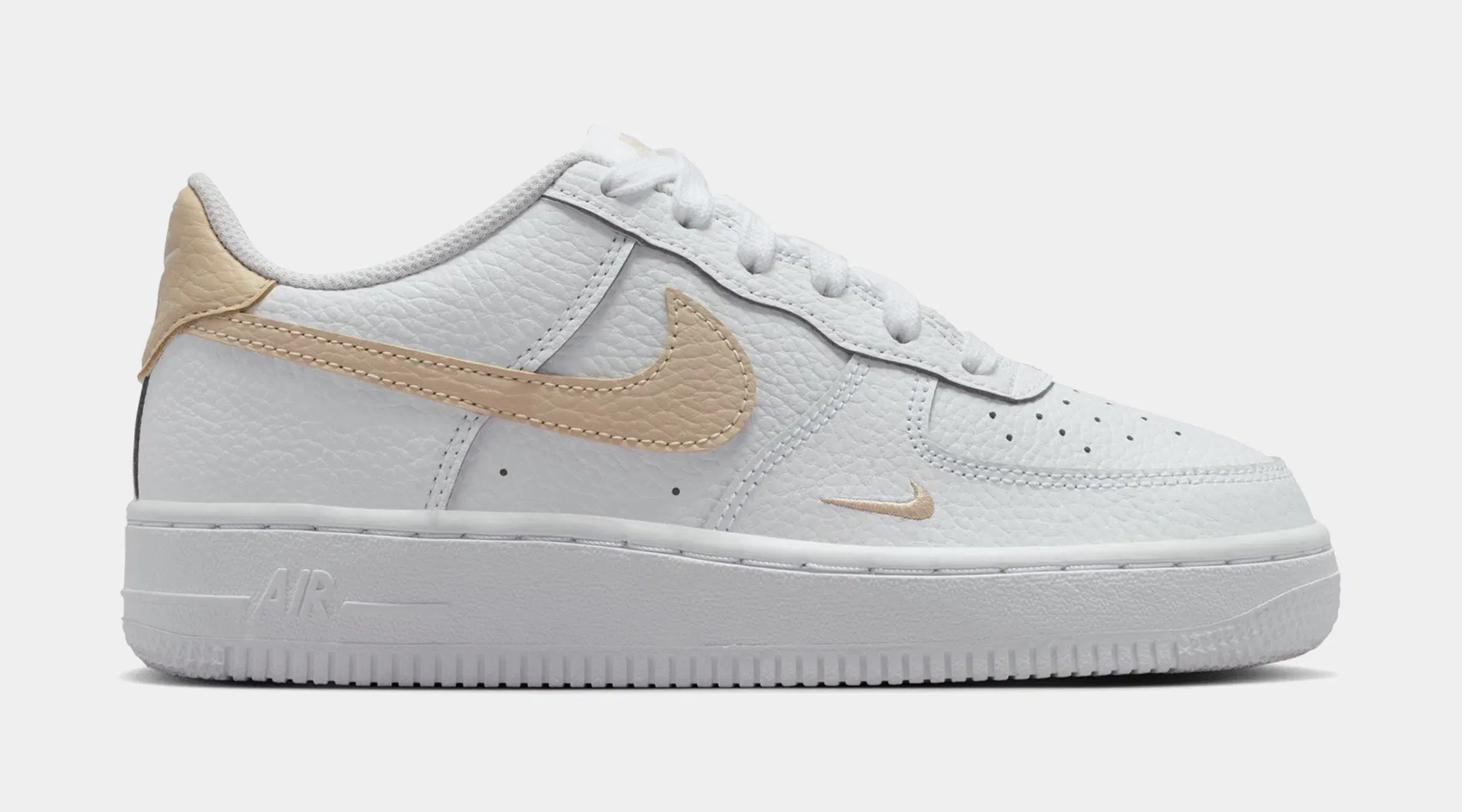 Nike Air Force 1 Grade School Lifestyle Shoes (White/Rattan)