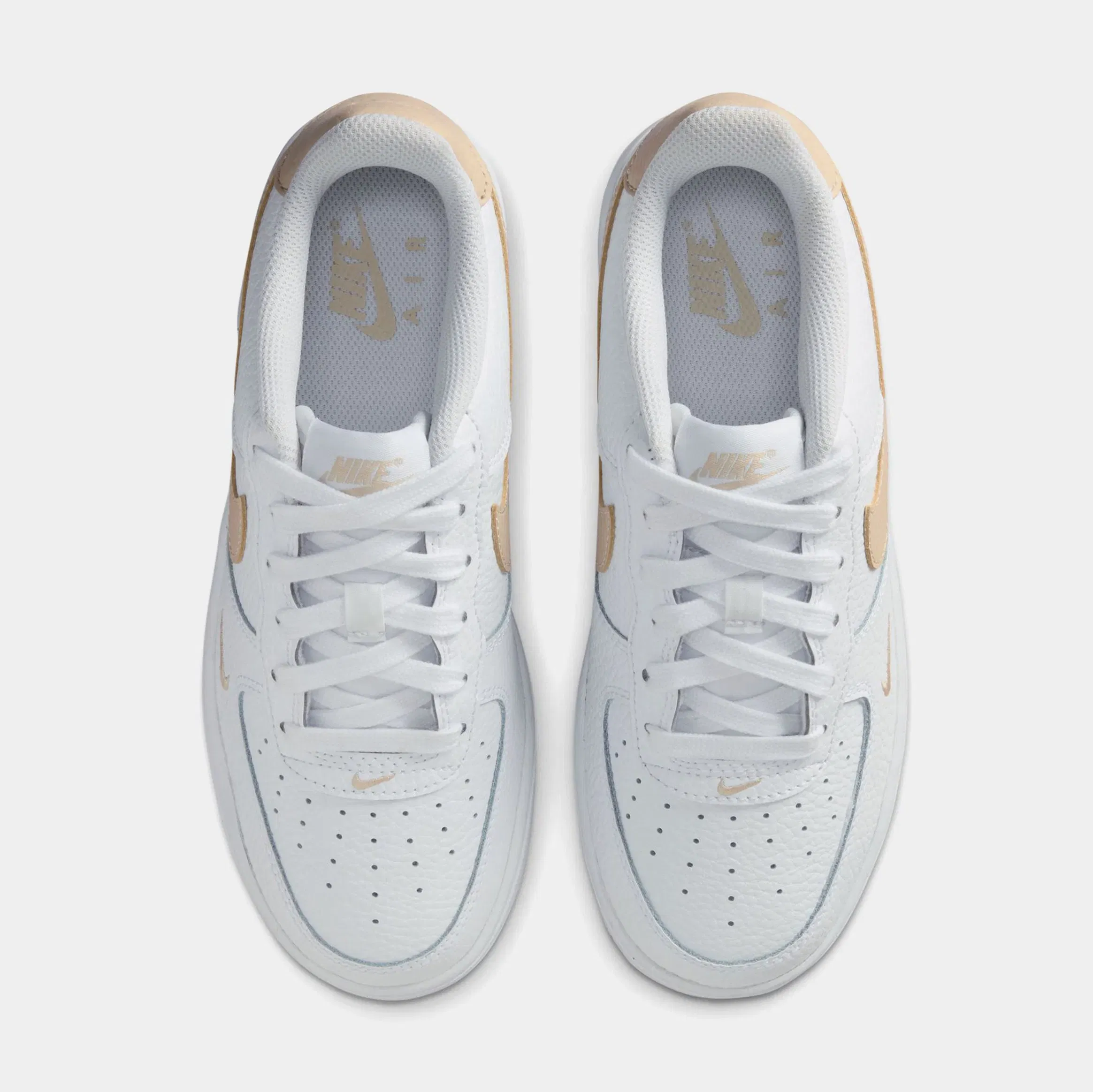Nike Air Force 1 Grade School Lifestyle Shoes (White/Rattan)