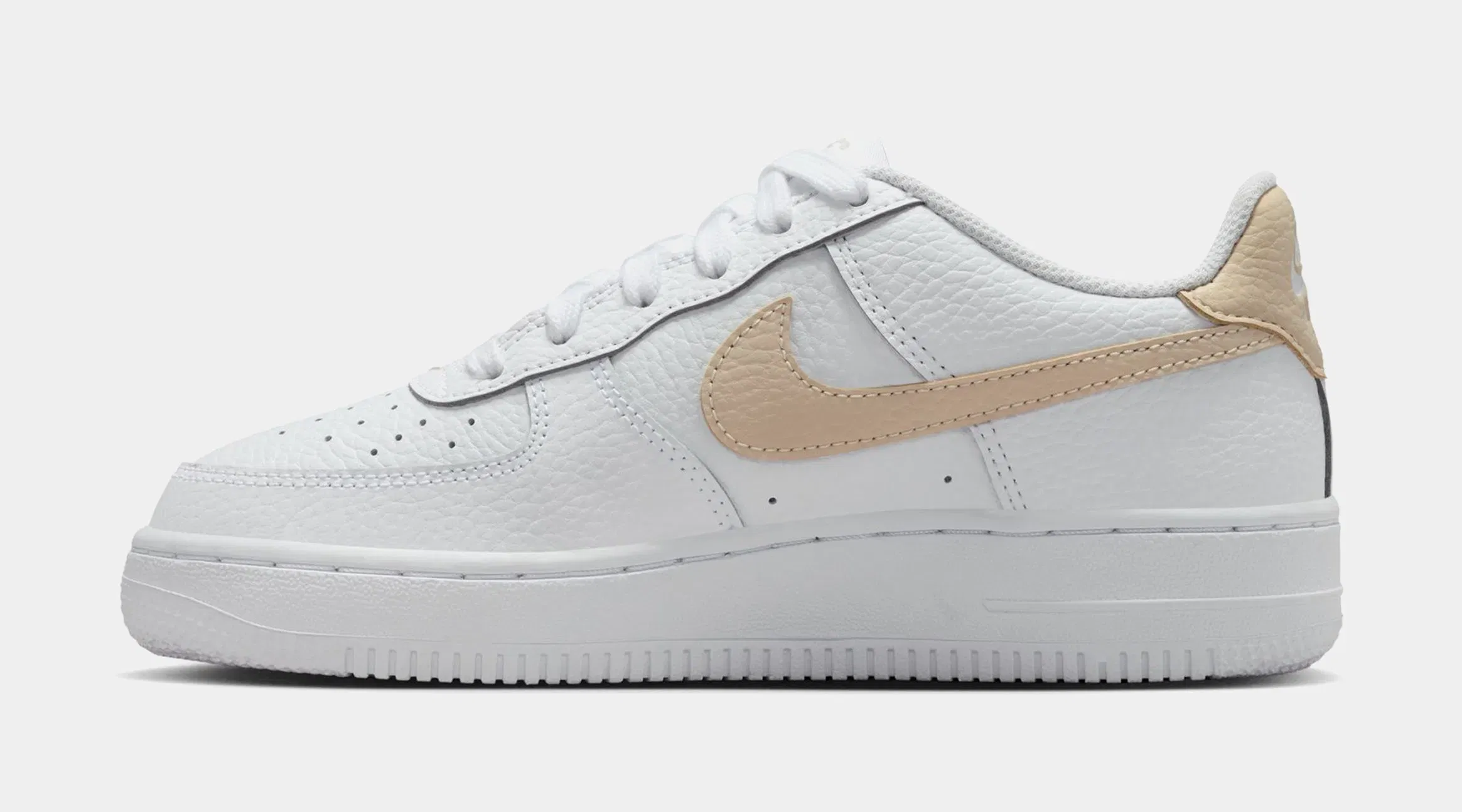 Nike Air Force 1 Grade School Lifestyle Shoes (White/Rattan)