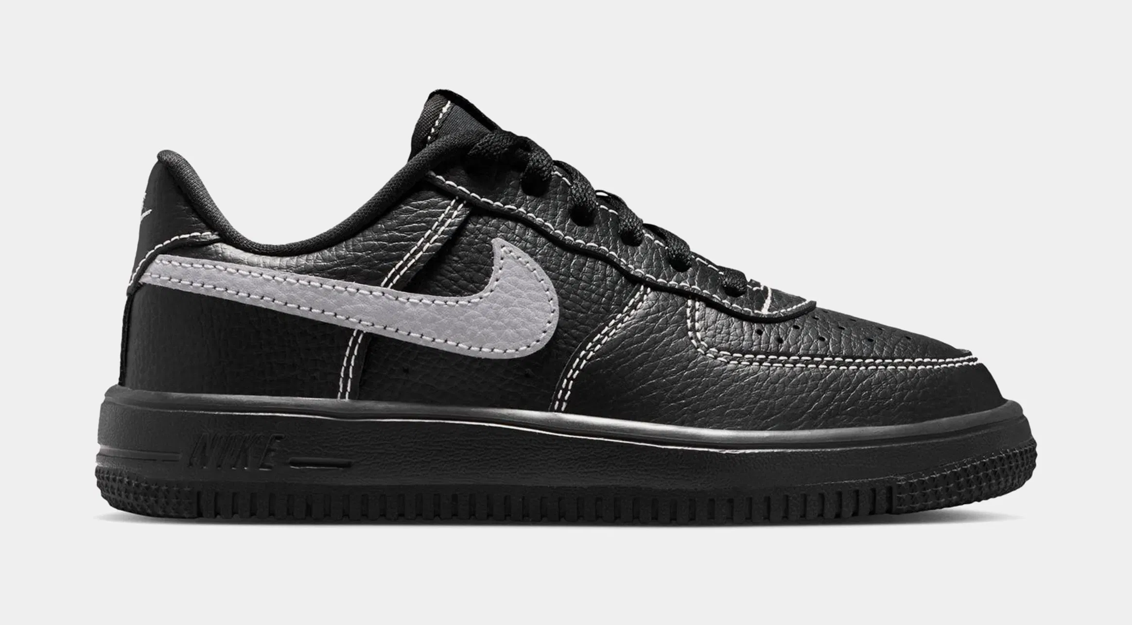 Nike Air Force 1 Low LV8 3 Preschool Lifestyle Shoes (Black/Black/Black/Wolf Grey)