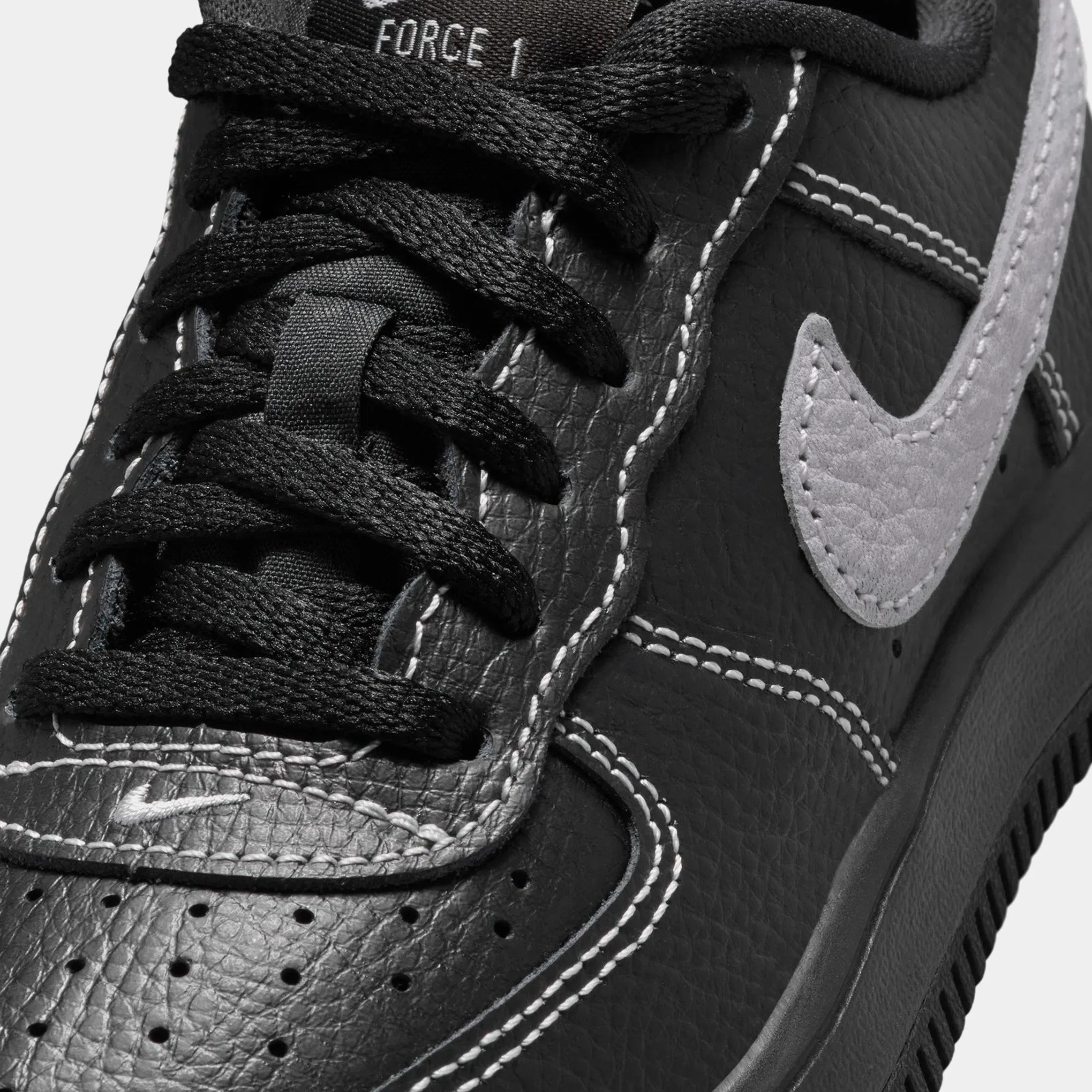 Nike Air Force 1 Low LV8 3 Preschool Lifestyle Shoes (Black/Black/Black/Wolf Grey)