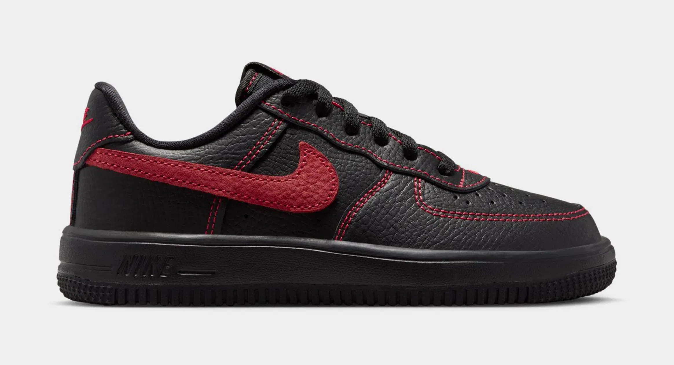 Nike Air Force 1 Low LV8 3 Preschool Lifestyle Shoes (Black/Univetrsity Red/Black/Black)