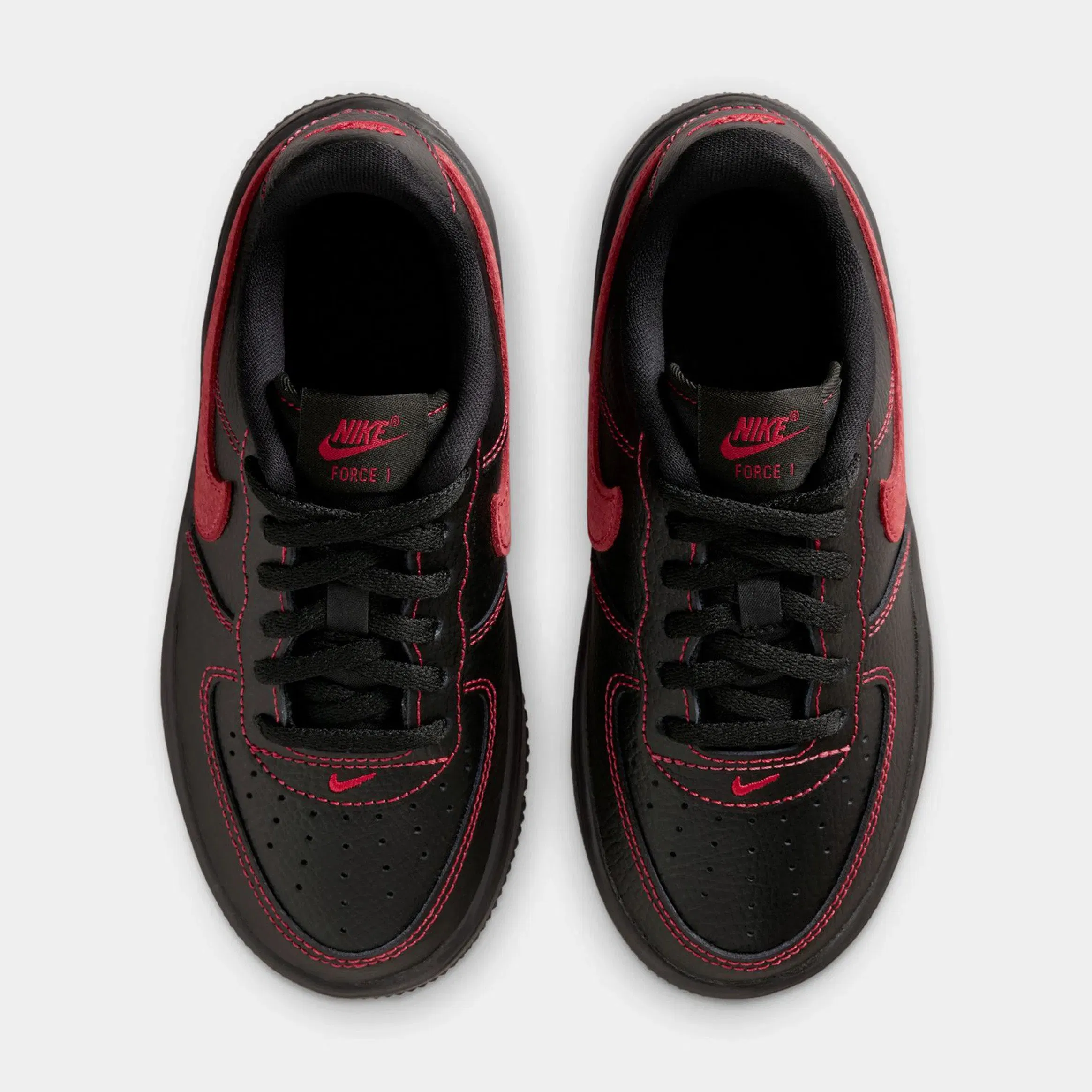 Nike Air Force 1 Low LV8 3 Preschool Lifestyle Shoes (Black/Univetrsity Red/Black/Black)