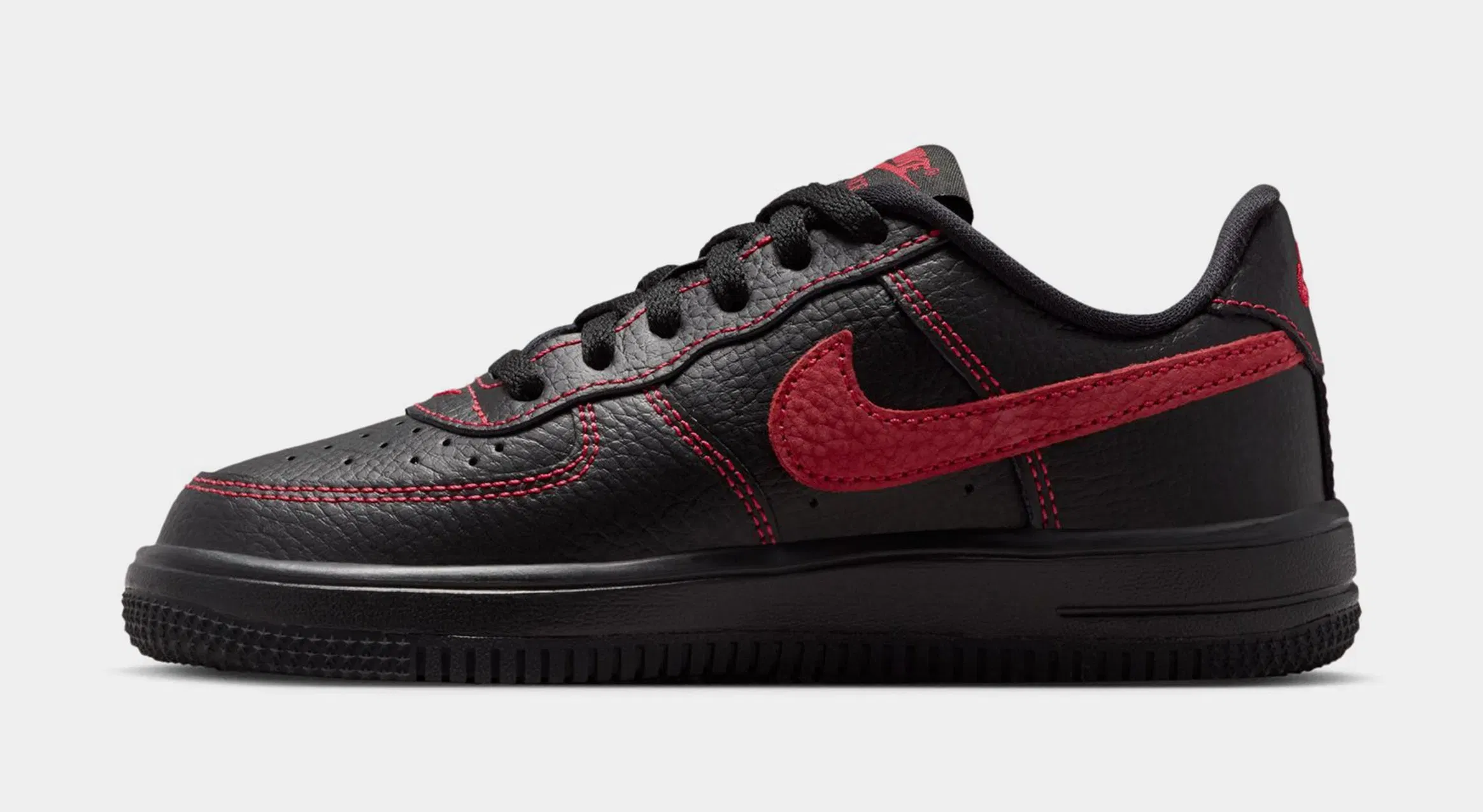 Nike Air Force 1 Low LV8 3 Preschool Lifestyle Shoes (Black/Univetrsity Red/Black/Black)