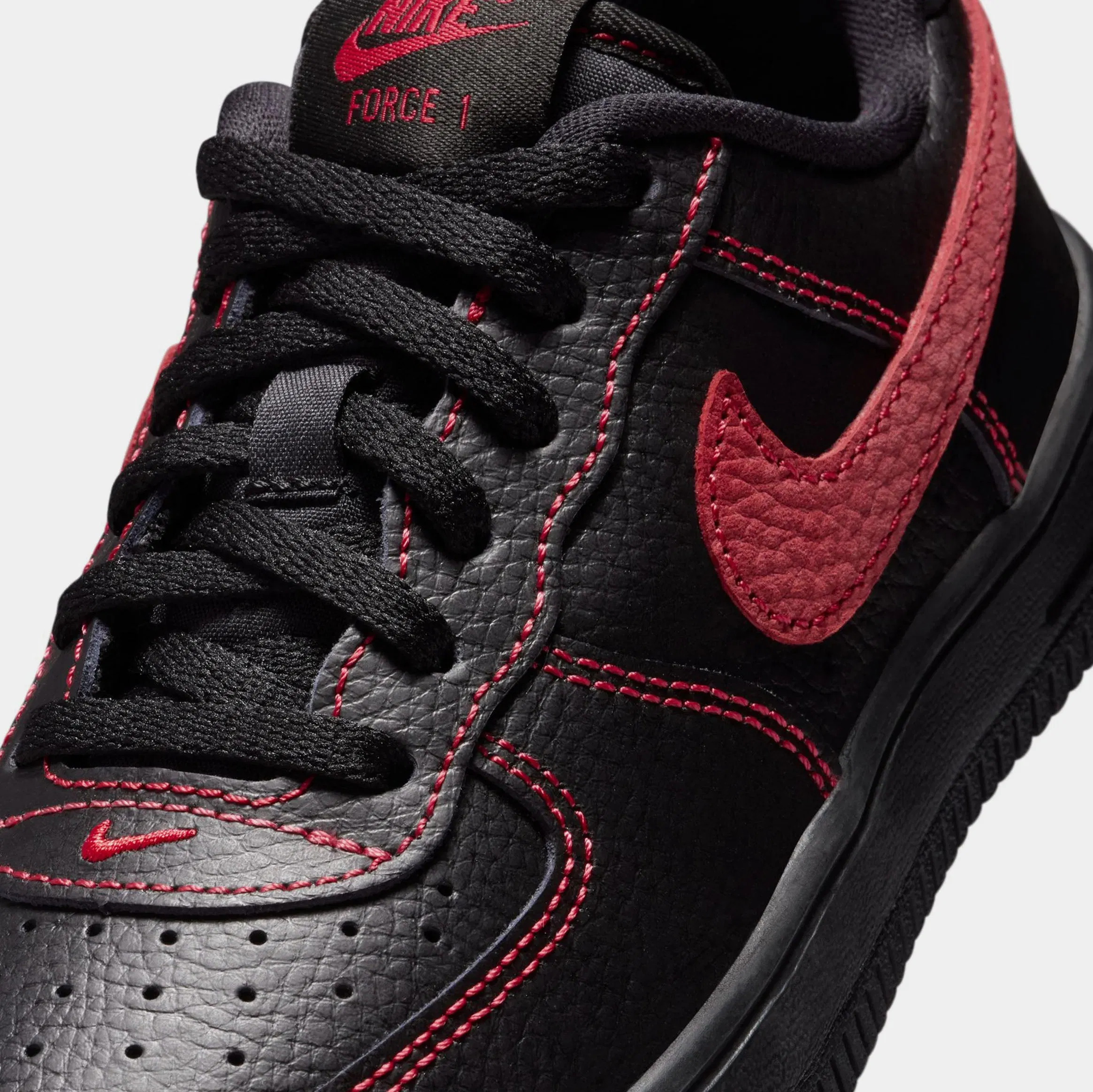 Nike Air Force 1 Low LV8 3 Preschool Lifestyle Shoes (Black/Univetrsity Red/Black/Black)
