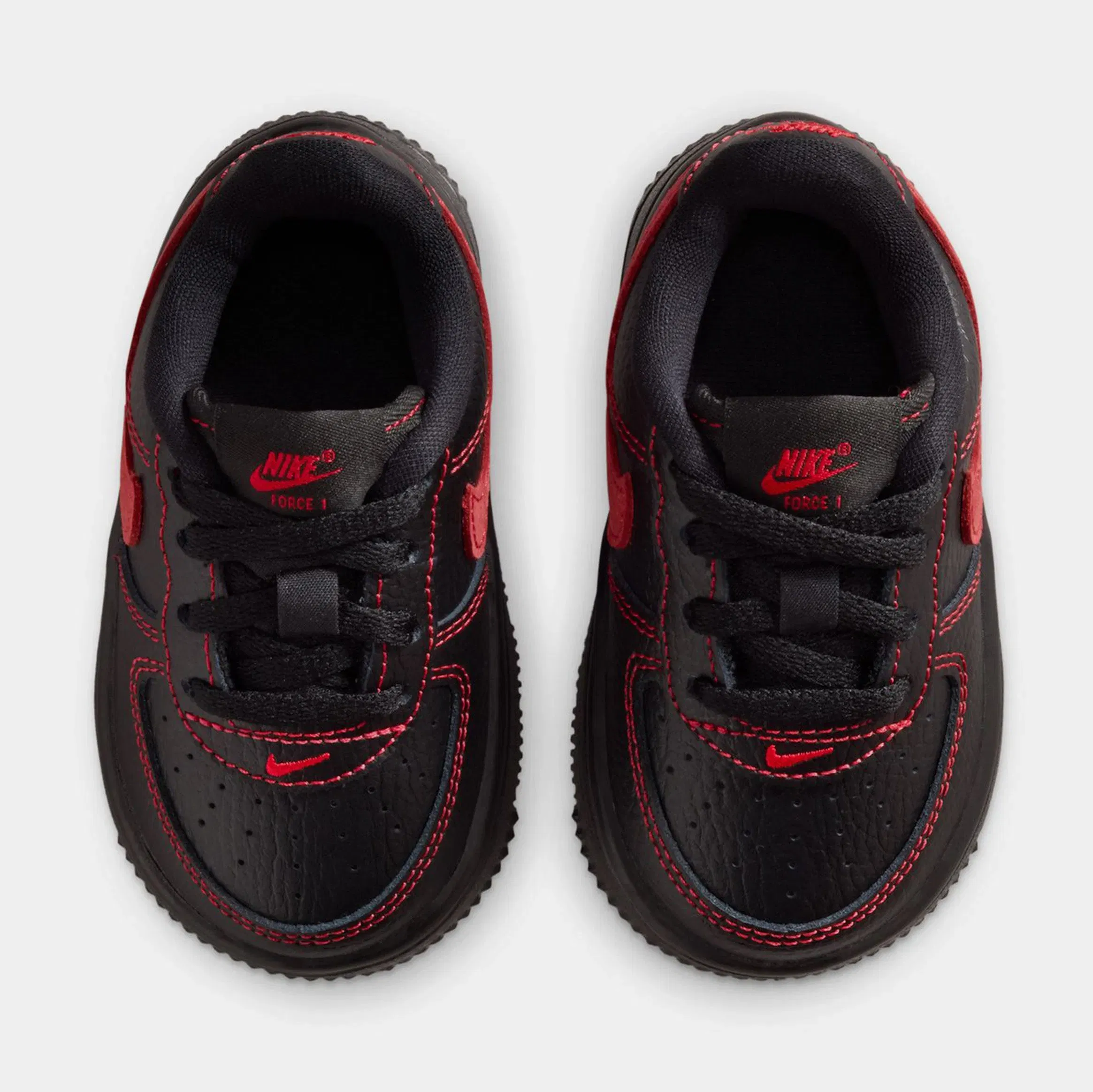 Nike Air Force 1 Low LV8 3 Infant Toddler Lifestyle Shoes (Black/Black/Black/University Red)