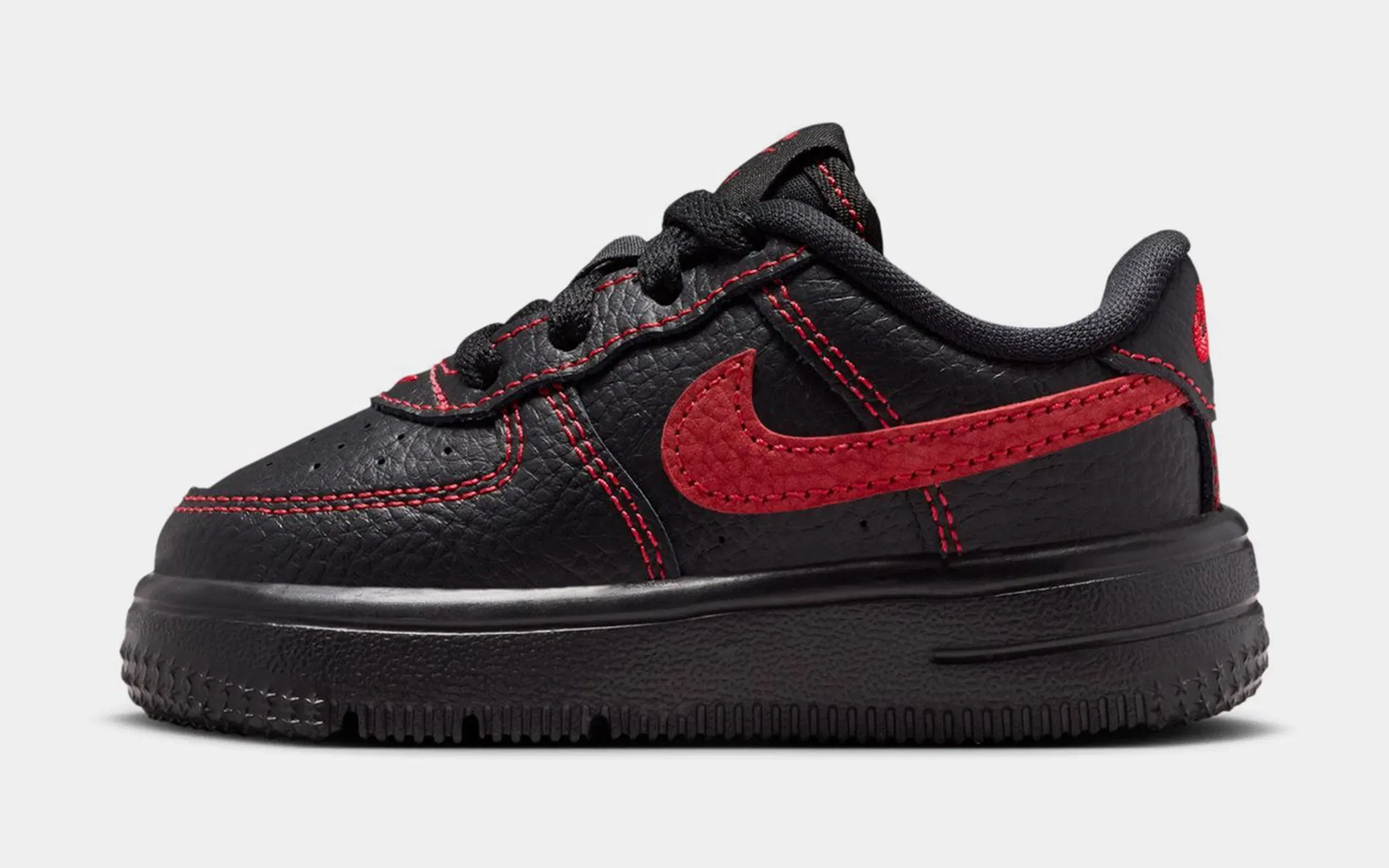 Nike Air Force 1 Low LV8 3 Infant Toddler Lifestyle Shoes (Black/Black/Black/University Red)