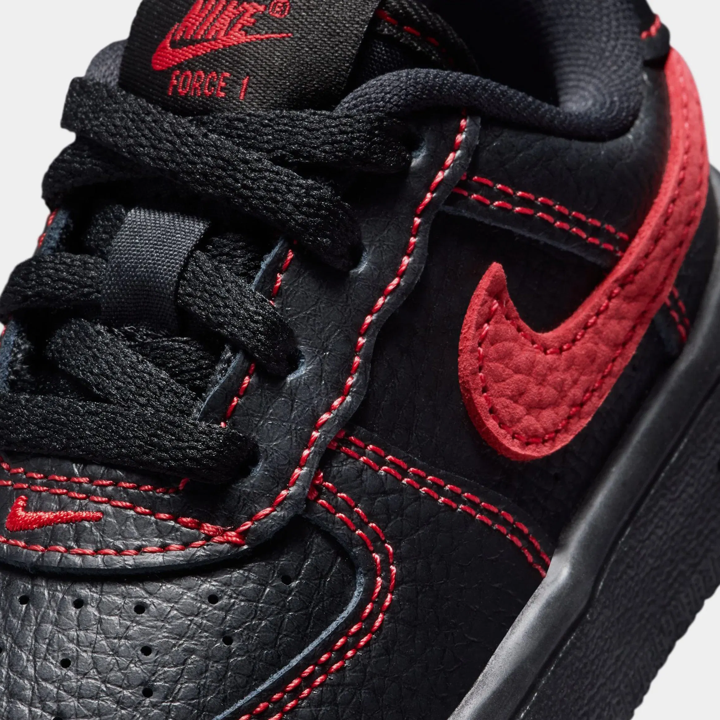 Nike Air Force 1 Low LV8 3 Infant Toddler Lifestyle Shoes (Black/Black/Black/University Red)