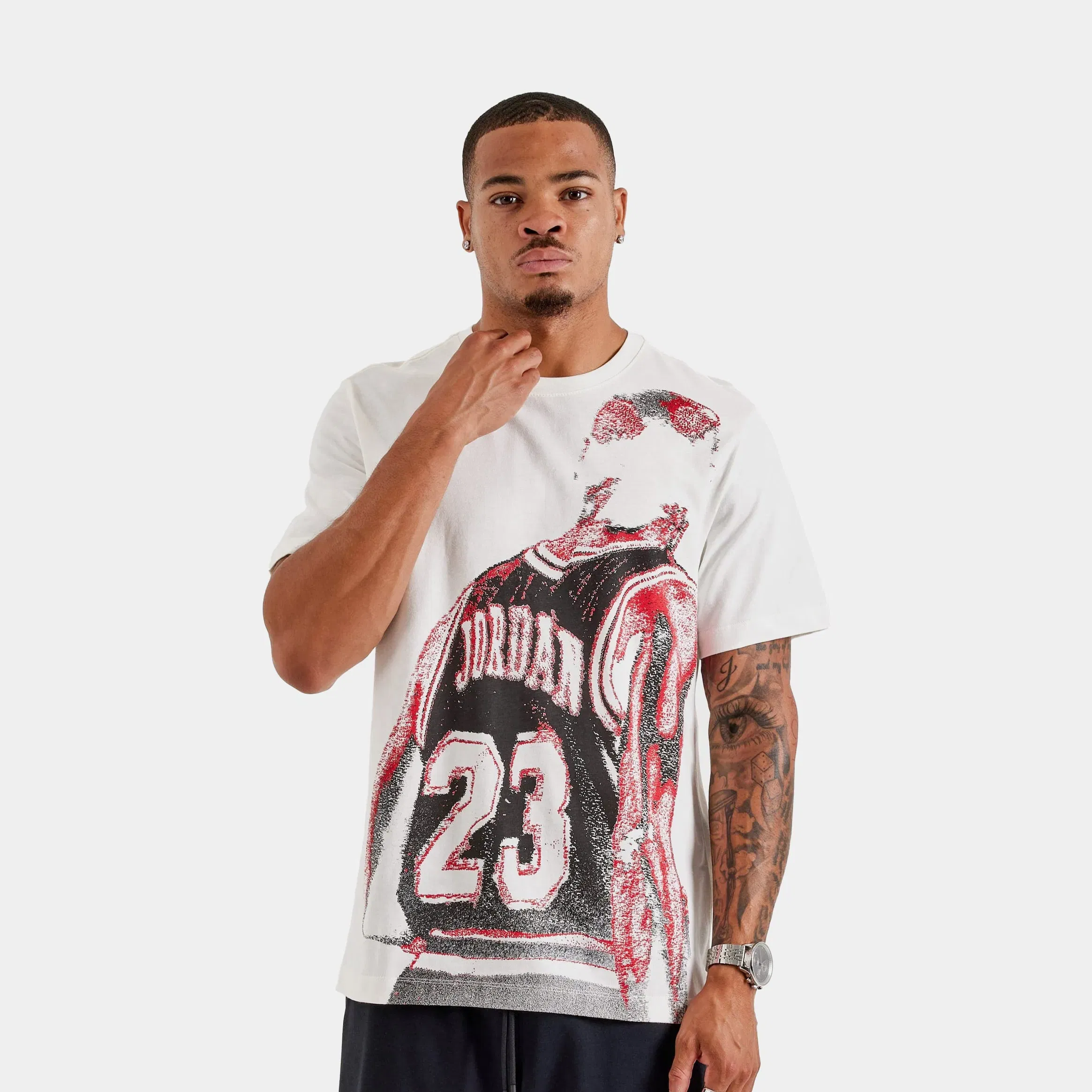 Air Jordan 23 Graphic Mens Short Sleeve Shirt (Beige/Red)