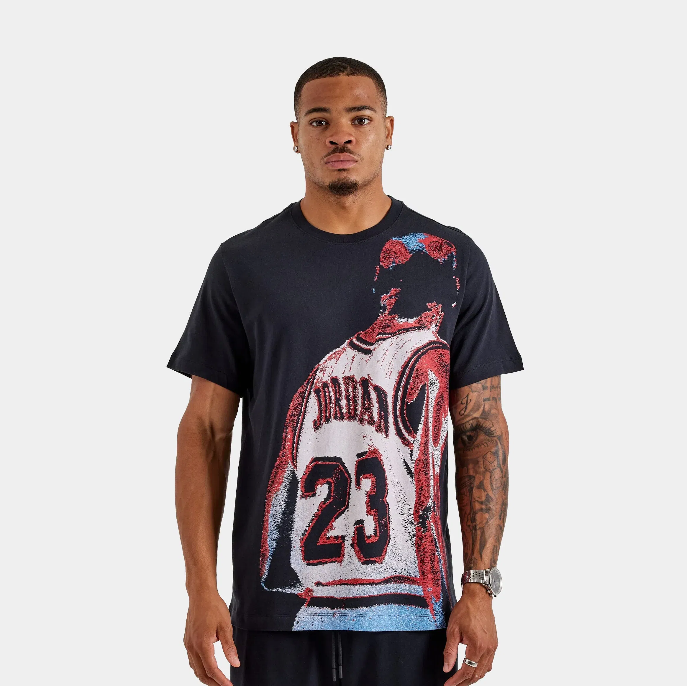 Air Jordan 23 Graphic Mens Short Sleeve Shirt (Black/White)