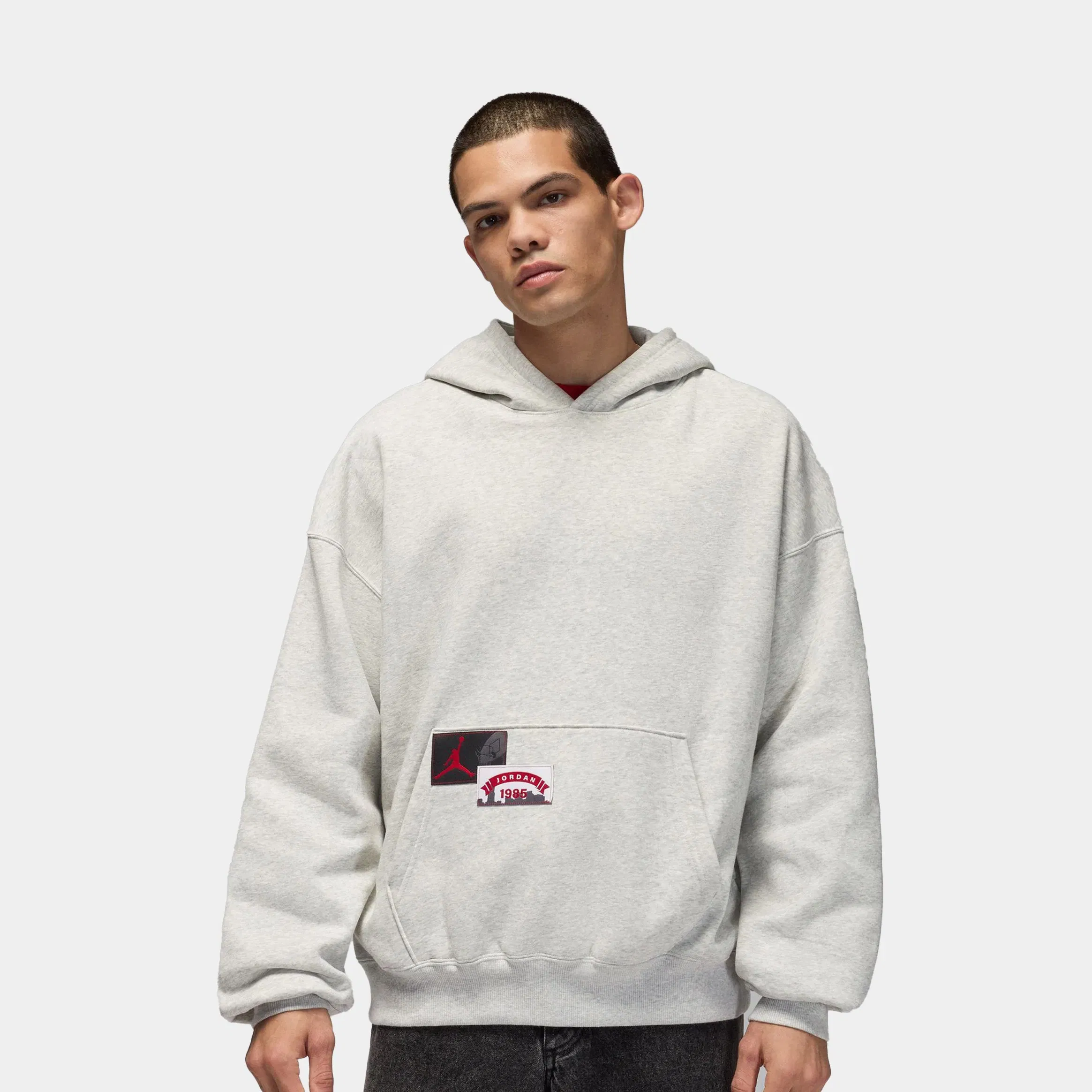 Air Jordan Brooklyn Oversized Pullover Fleece Mens Hoodie (Grey Heather)