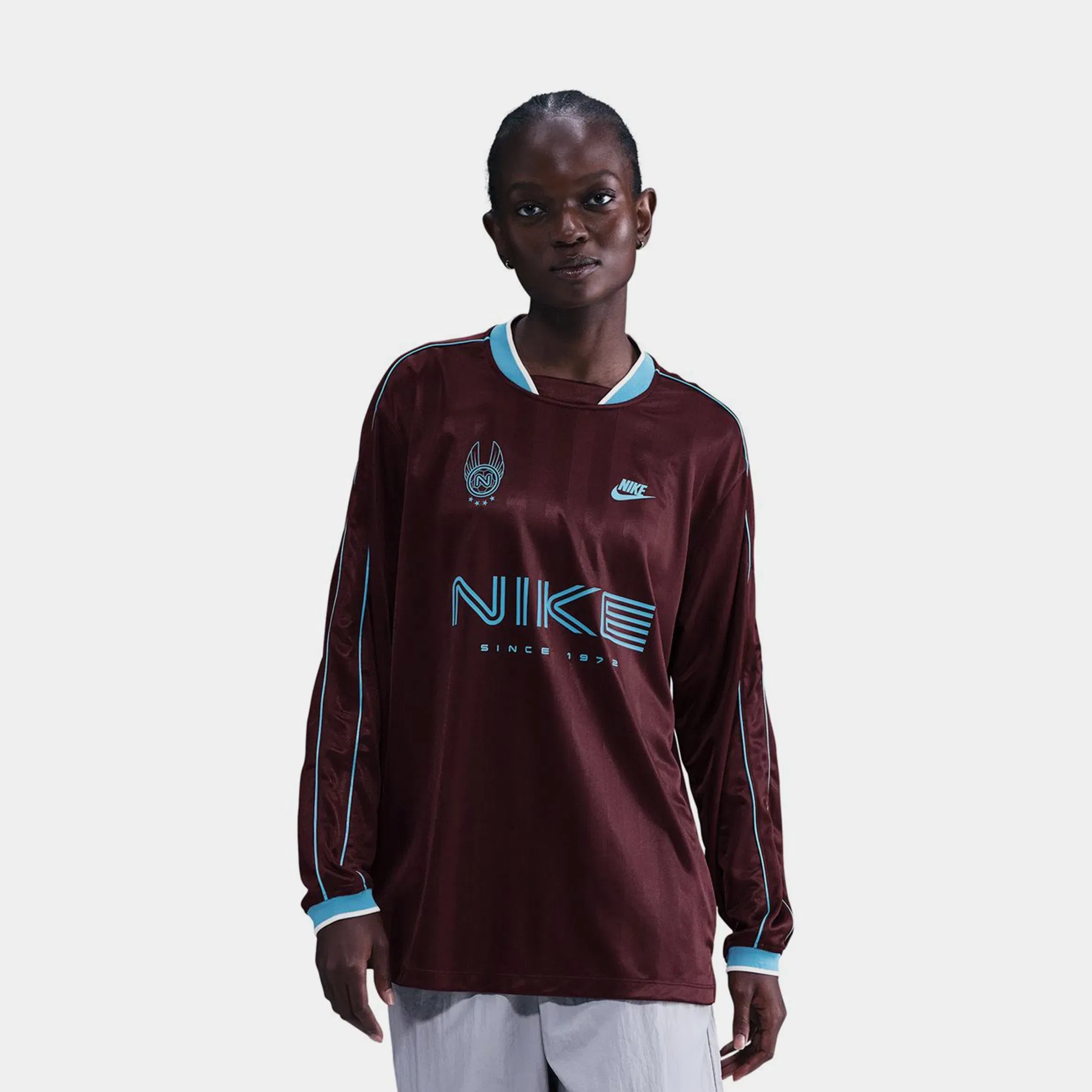 Nike NSW Long Sleeve Womens Jersey (Burgundy Crush/Baltic Blue)