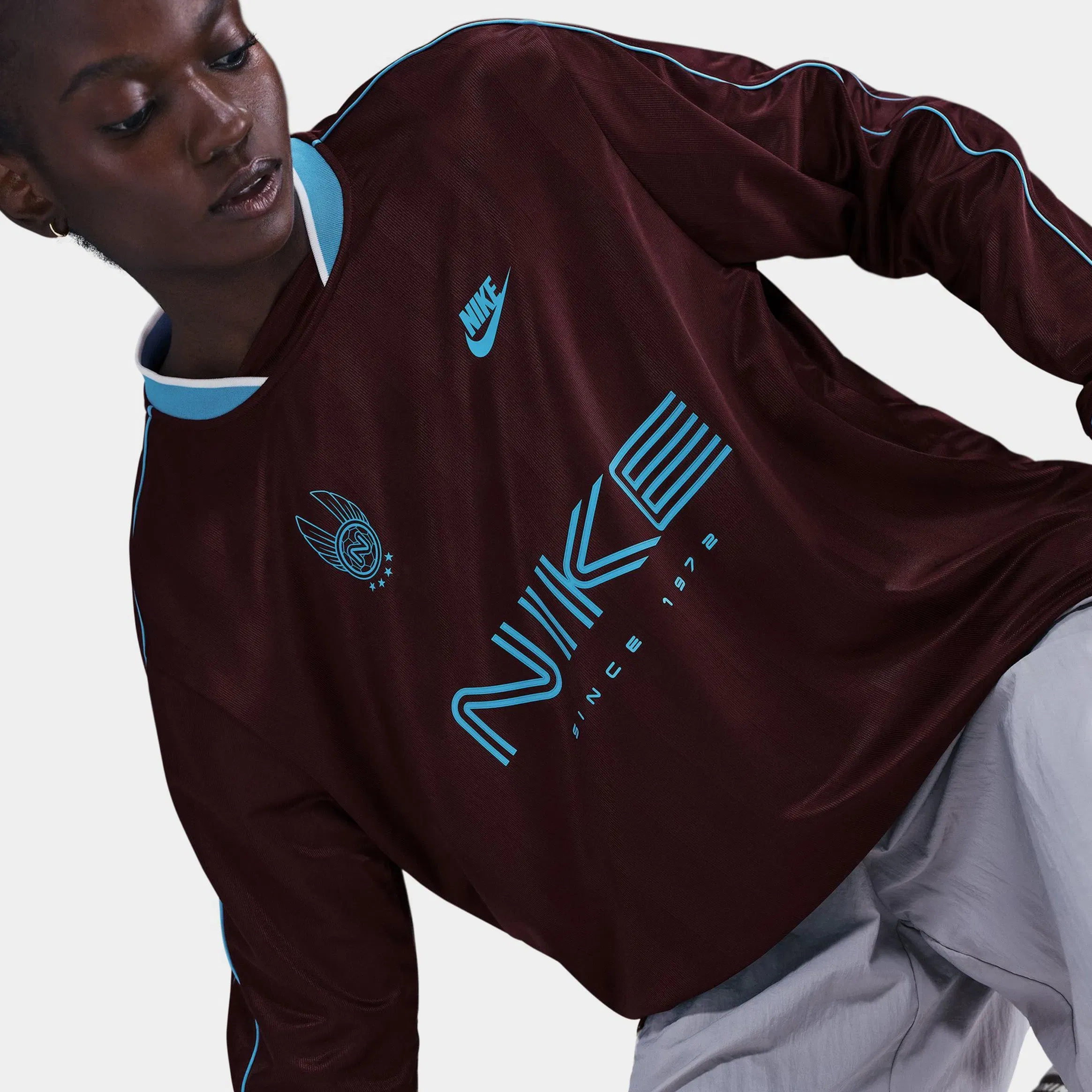 Nike NSW Long Sleeve Womens Jersey (Burgundy Crush/Baltic Blue)