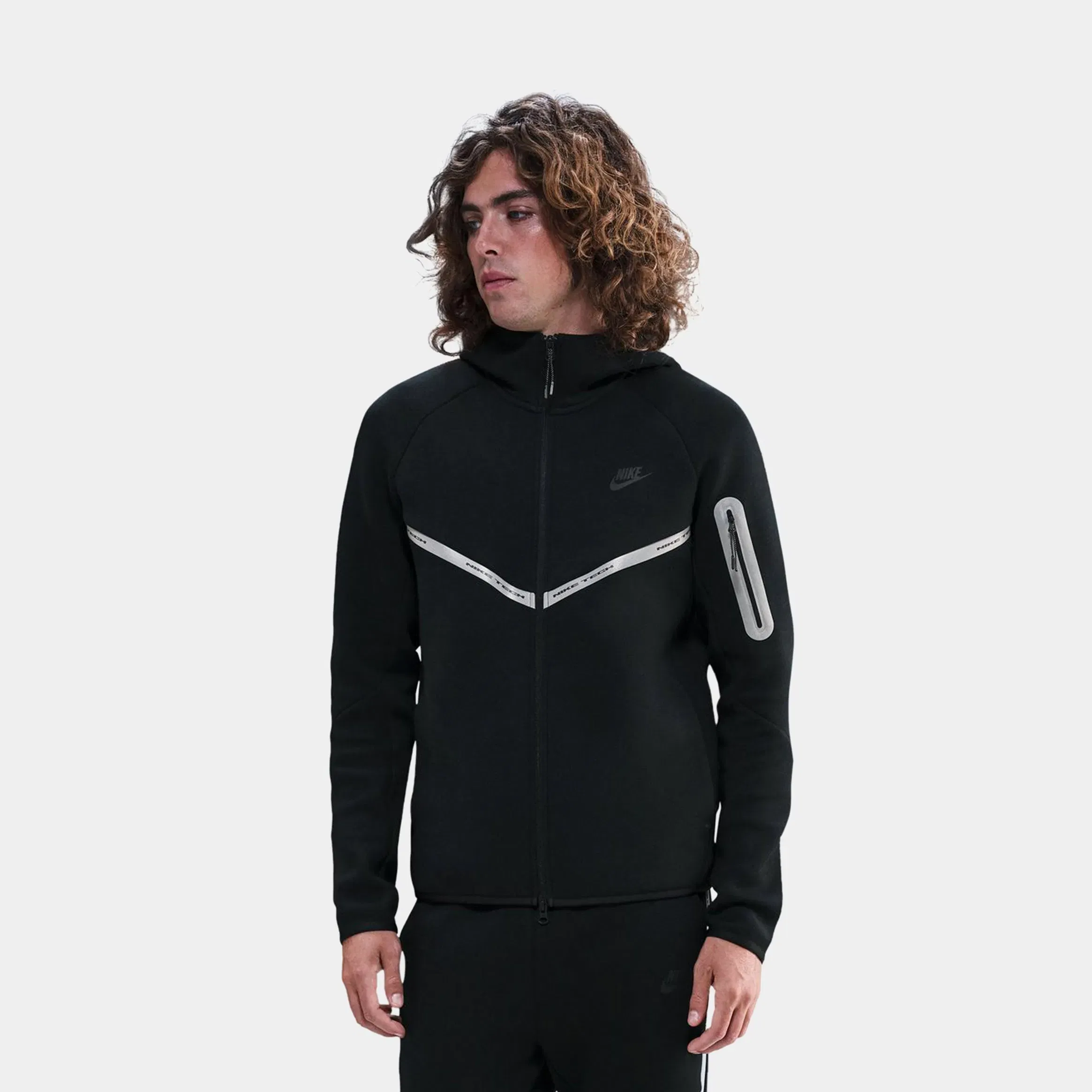 Nike Tech Full Zip Fleece Windrunner Reflective Accents Mens Jacket (Sequoia/Black)