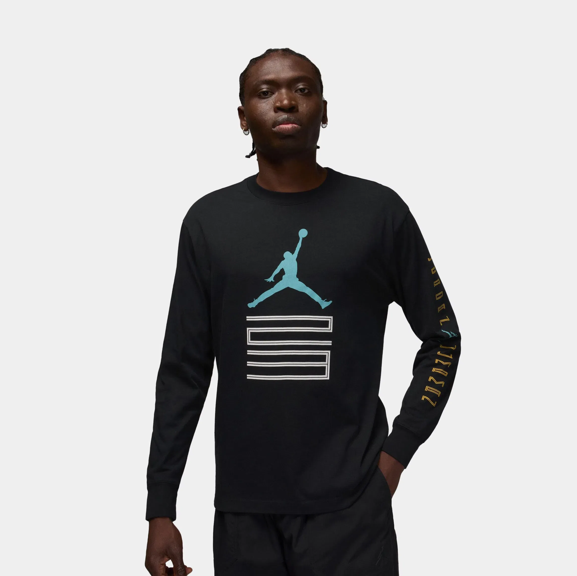 Air Jordan Brooklyn 23 AJ11 Mens Long Sleeve Shirt (Black/Blue)