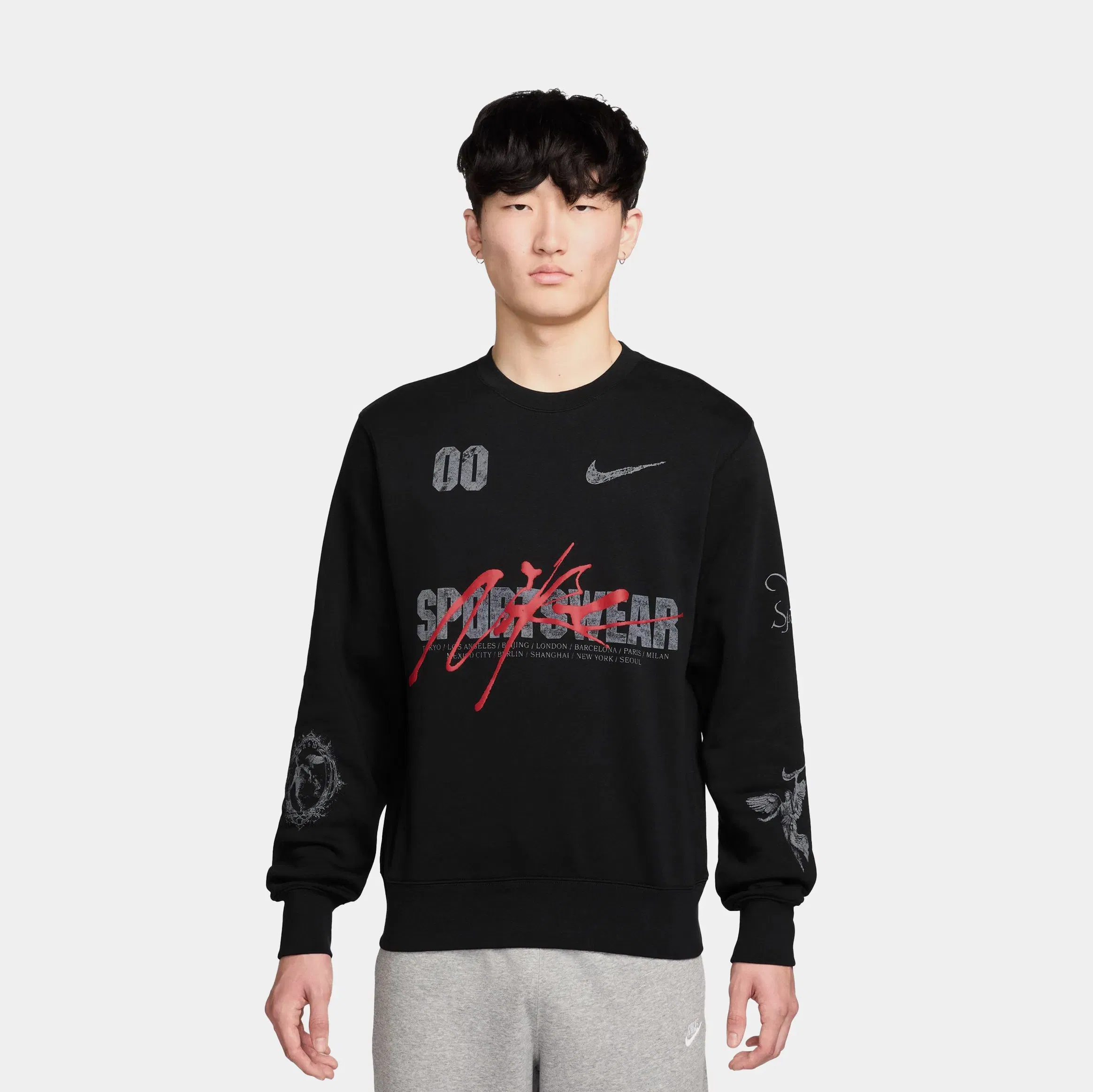 Nike NSW Crew Club Pullover Mens Long Sleeve Shirt (Black)