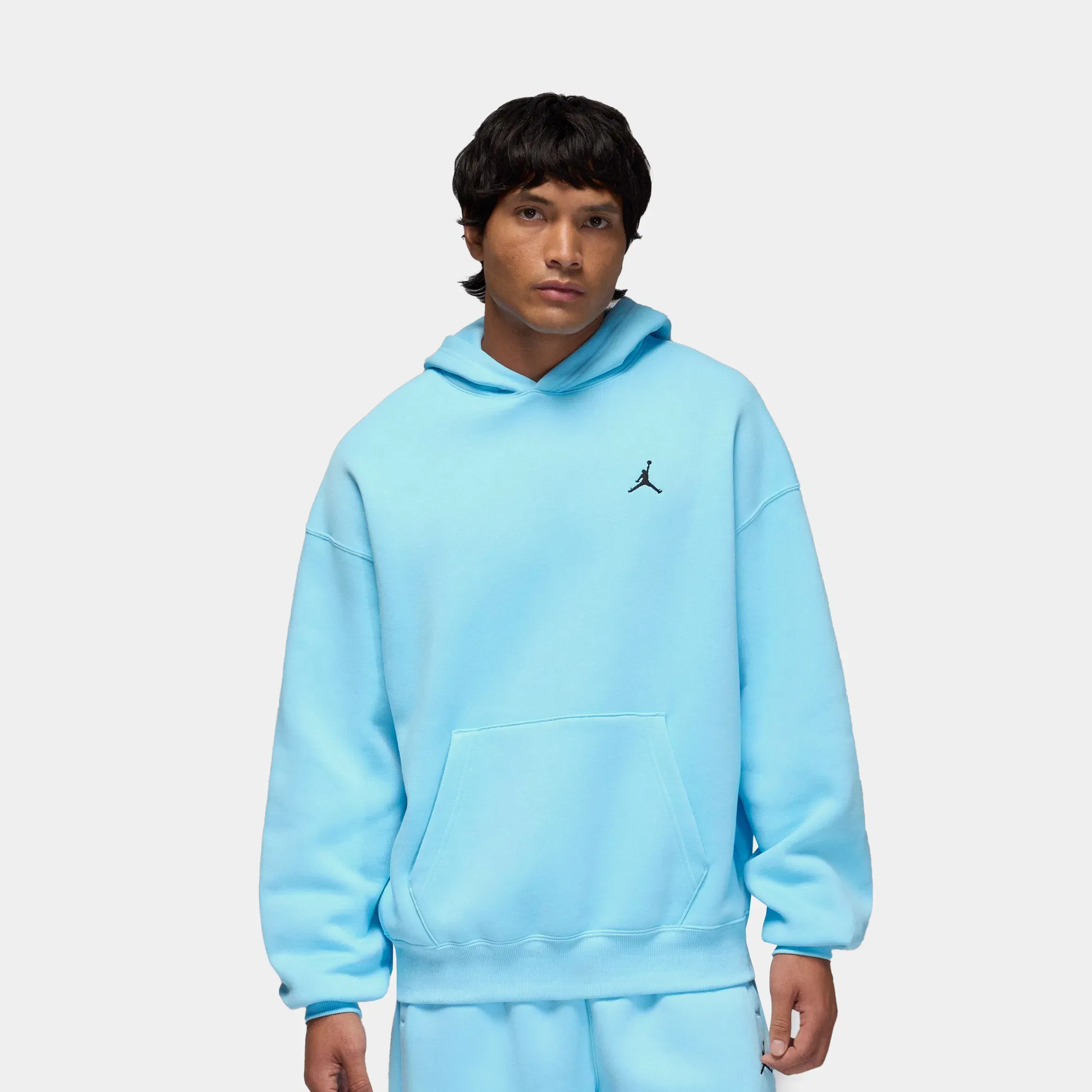 Air Jordan Brooklyn Oversized Fleece Pullover Mens Hoodie (Blue Chill/Black)