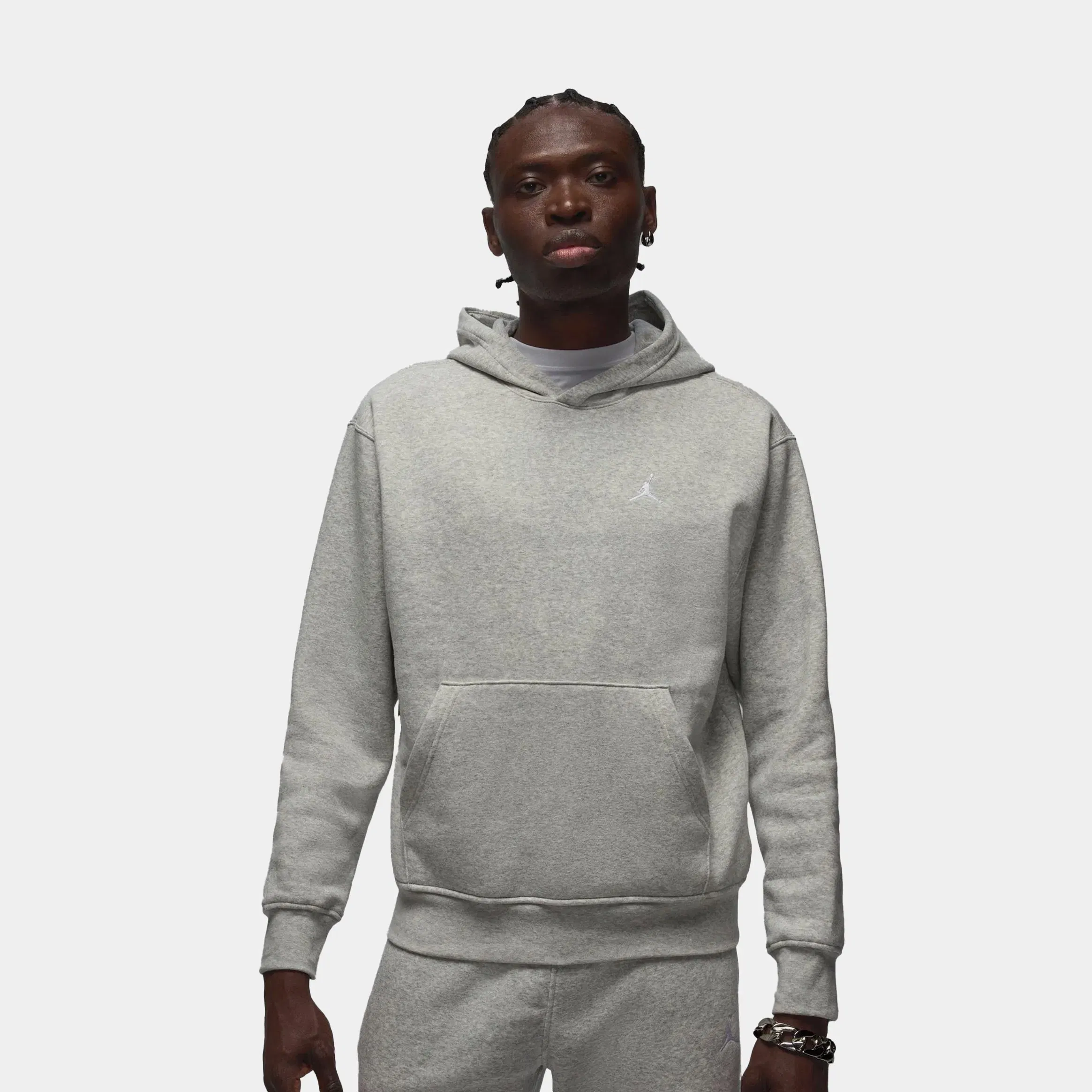 Air Jordan Brooklyn Fleece Pullover Mens Hoodie (Grey/White)