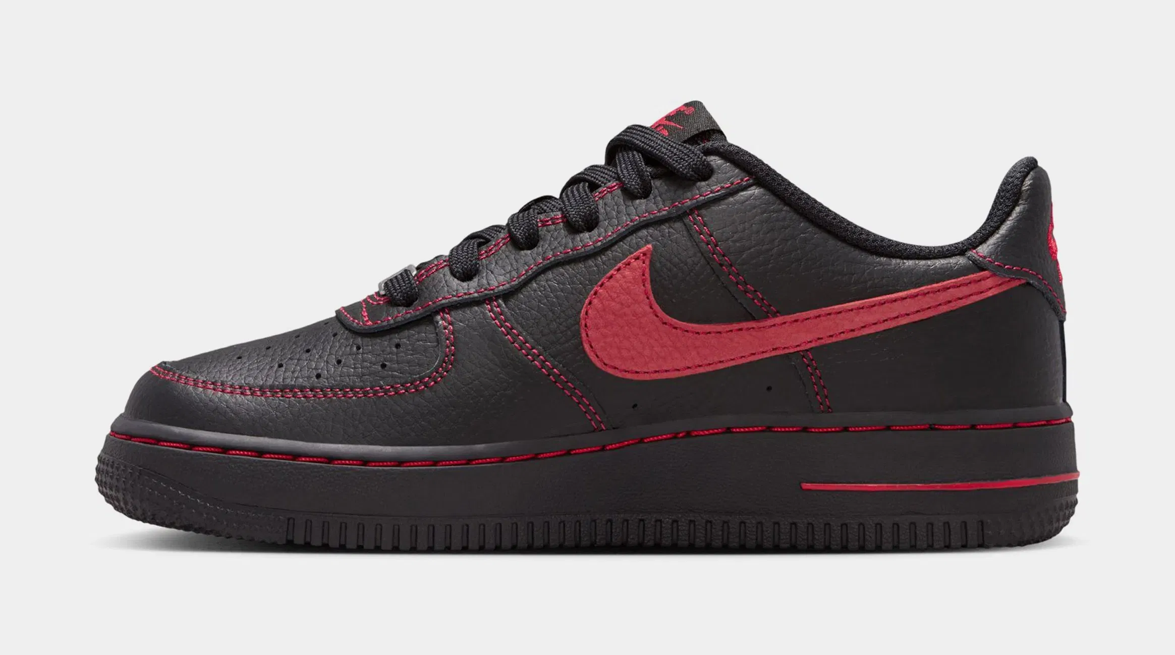 Nike Air Force 1 LV8 Grade School Lifestyle Shoes (Black/University Red/Black/Black)