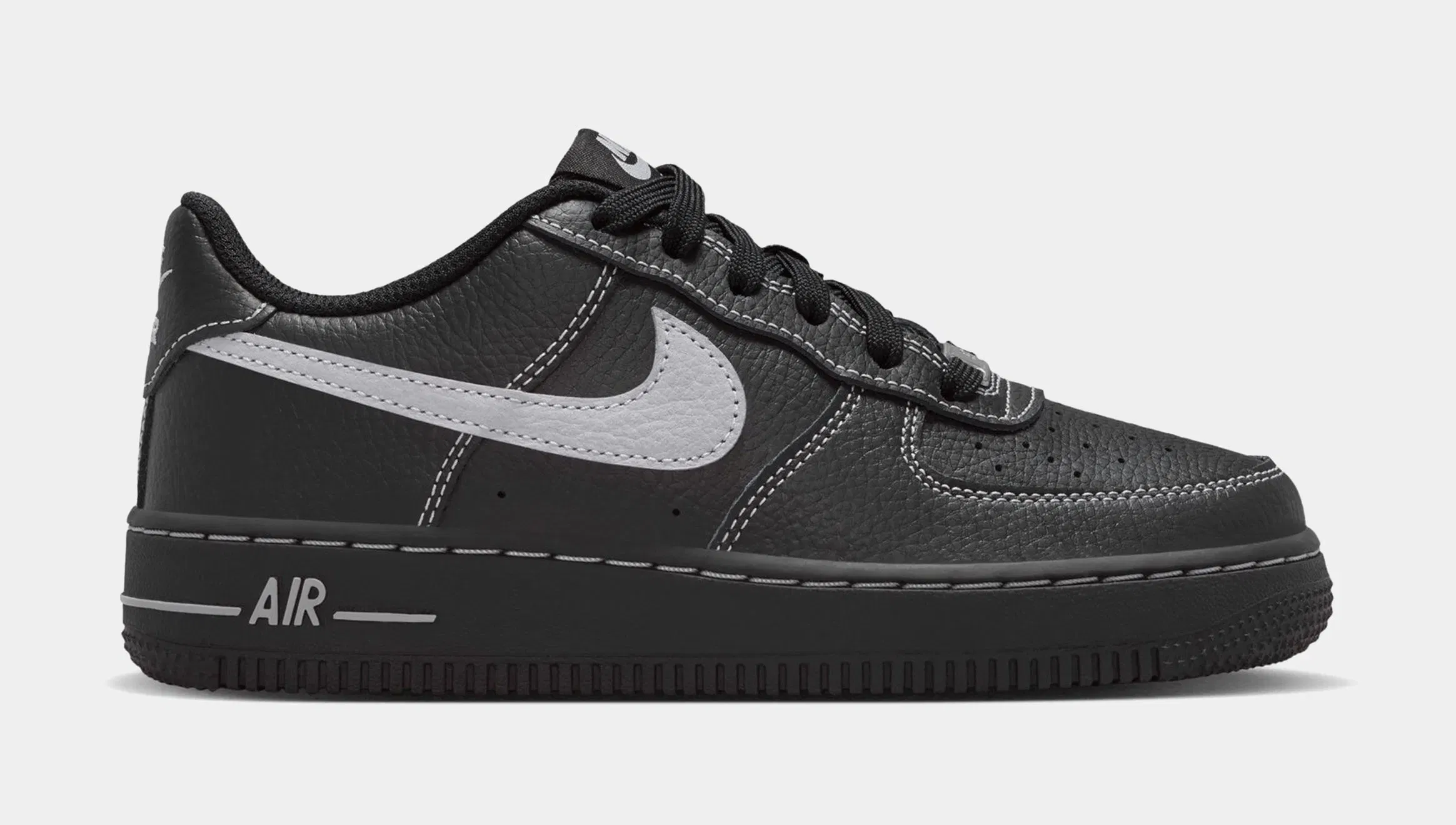 Nike Air Force 1 LV8 Grade School Lifestyle Shoes (Black/Black/Black/Wolf Gray)