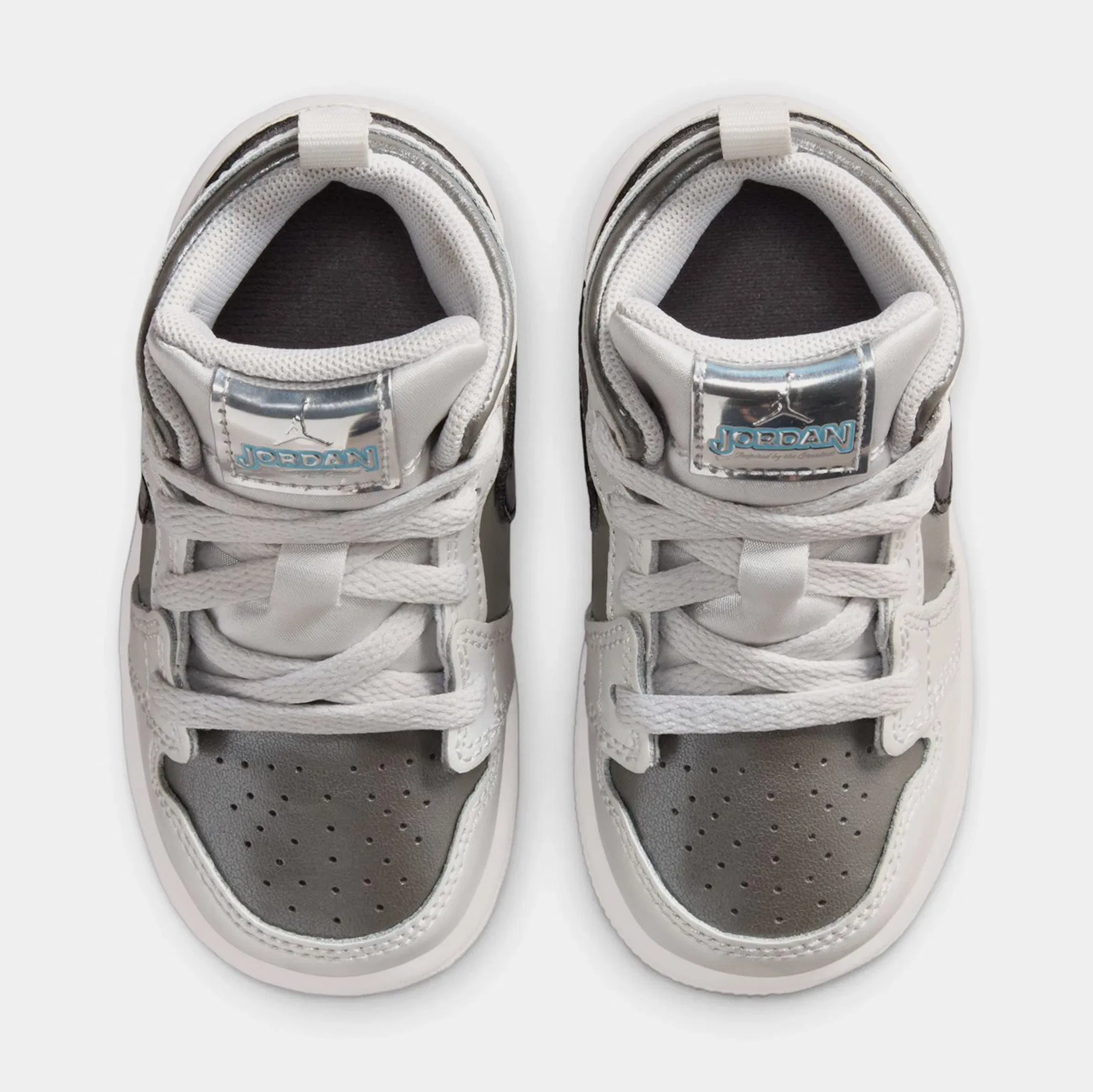 Air Jordan 1 Mid SE Infant Toddler Lifestyle Shoes (Photon Dust/Blue Chill/Flat Pewter/Black)