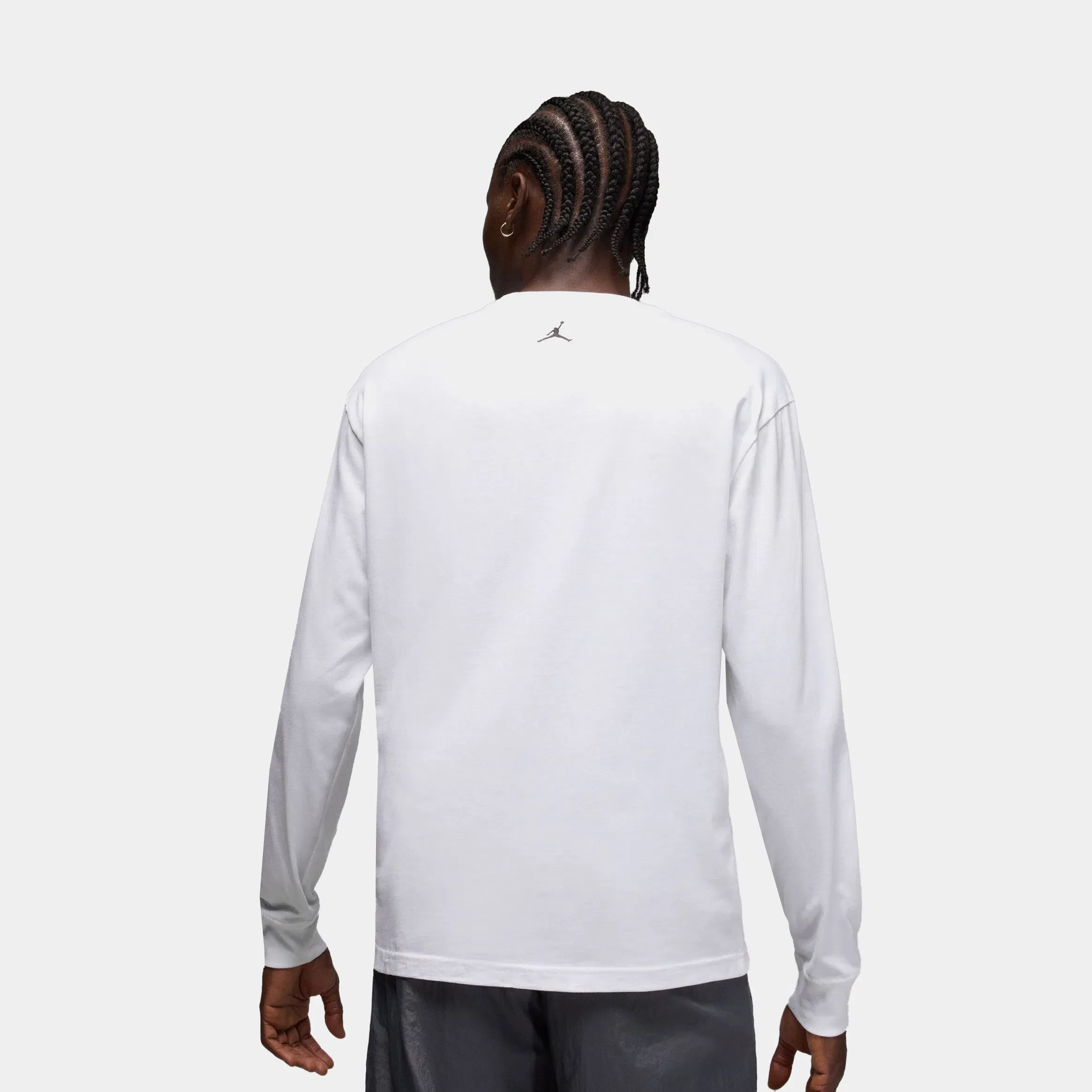 Air Jordan MJ Wings Brand Photo Mens Long Sleeve Shirt (White/Black)