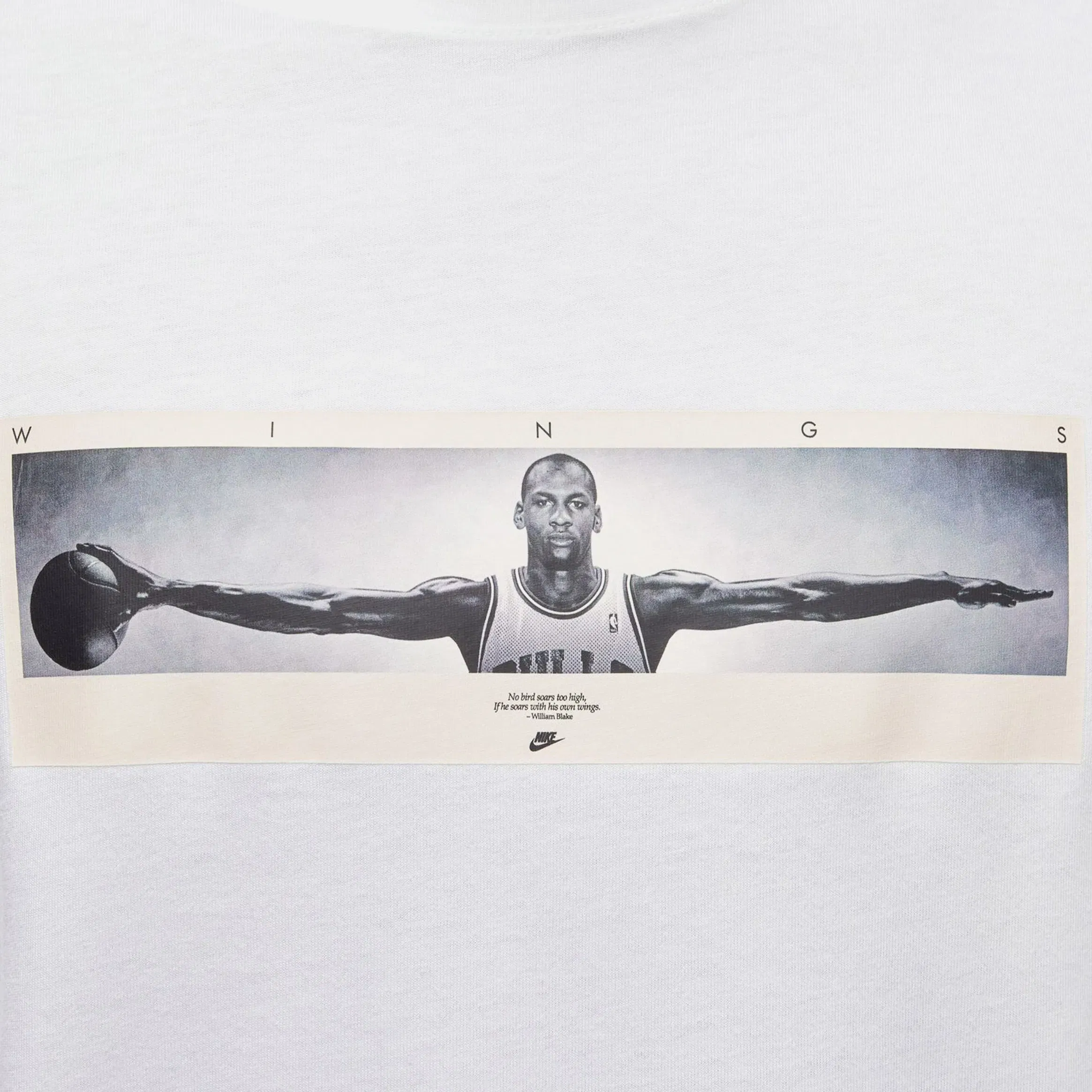 Air Jordan MJ Wings Brand Photo Mens Long Sleeve Shirt (White/Black)