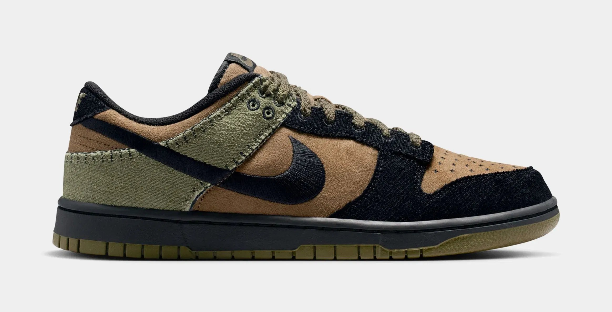 Nike Dunk Low Retro Camo Olive Mens Lifestyle Shoes (Brown Kelp/Black/Medium Olive)