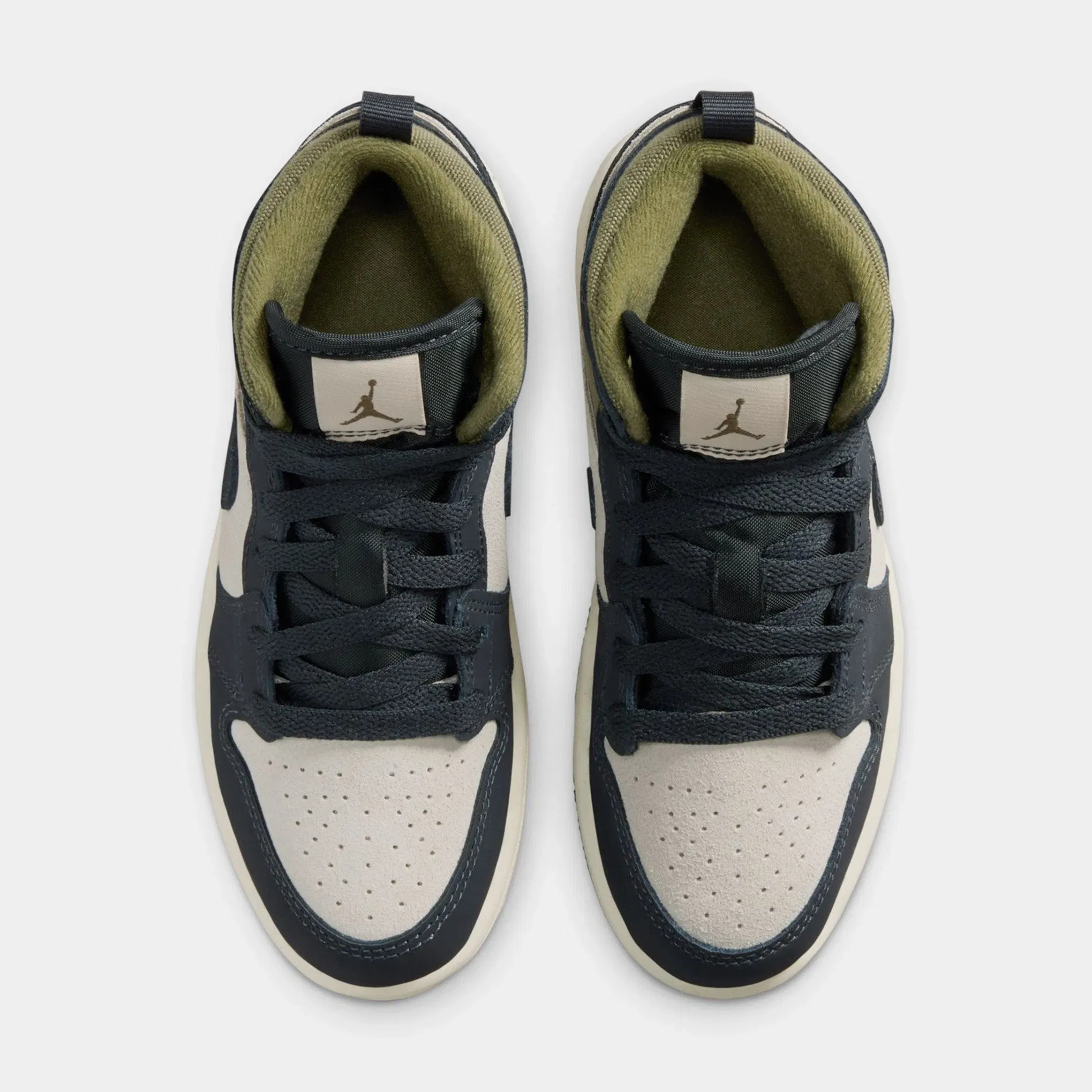 Air Jordan 1 Mid SE Preschool Lifestyle Shoes (Light Orewood Brown/Off Noir/Medium Olive)