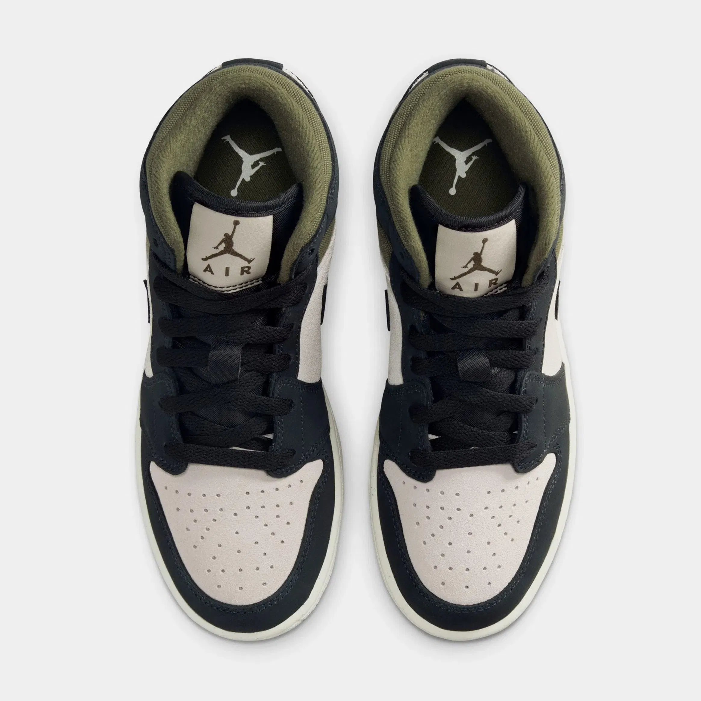 Air Jordan 1 Mid SE Grade School Lifestyle Shoes (Light Orewood Brown/Medium Olive/Sail/Off Noir)