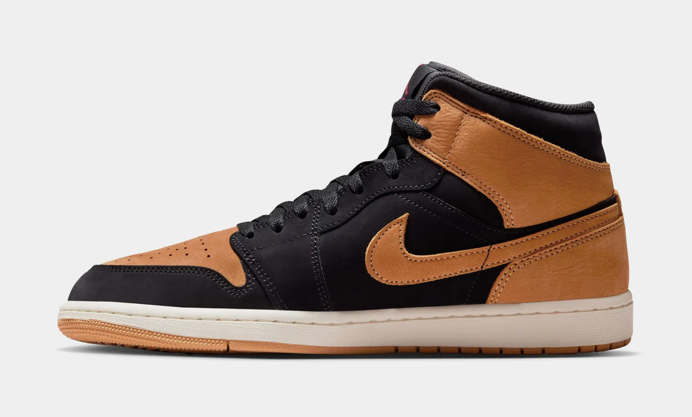 Air Jordan 1 Mid SE Mens Lifestyle Shoes (Black/Varsity Red/Sail/Flax)