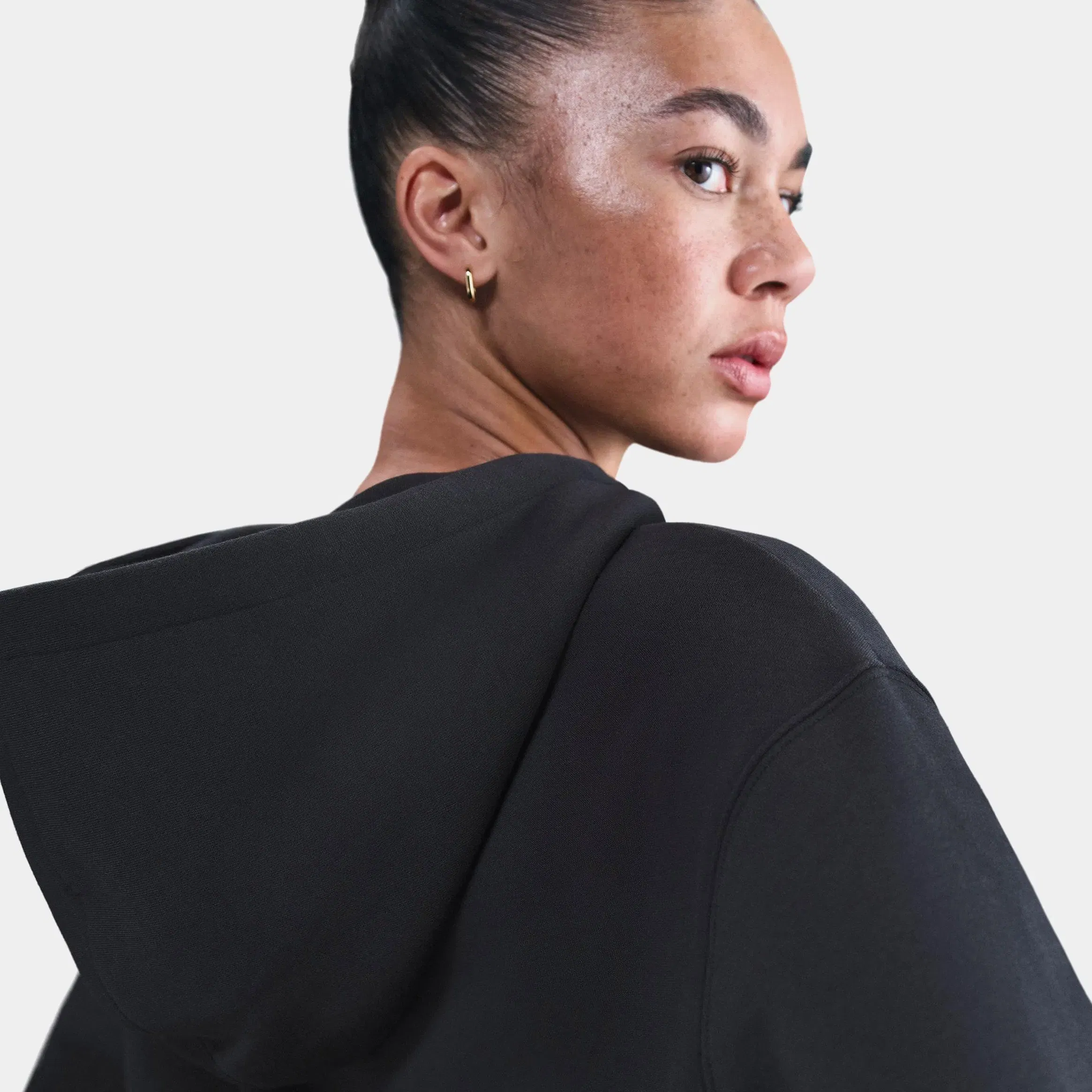 Nike Phoenix Fleece Loose Full Zip Cropped Womens Hoodie (Black/Sail)
